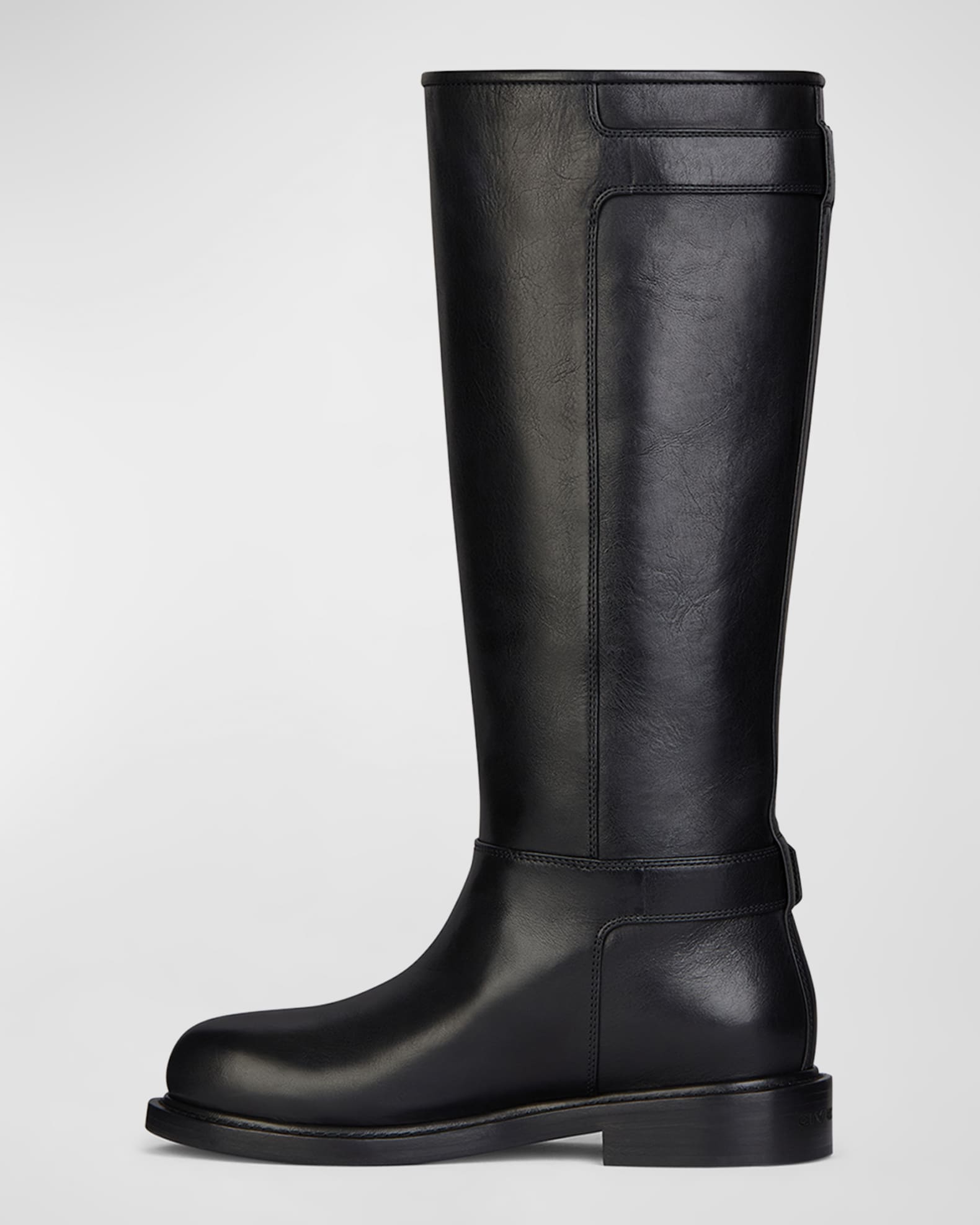 Voyou Leather Buckle Tall Moto Boots
