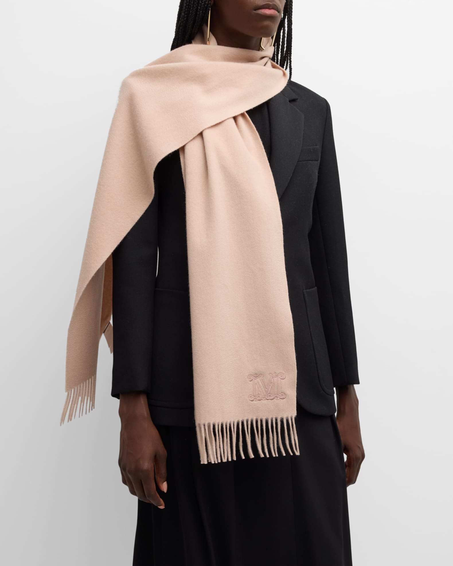 【送料&関税込】Max Mara Studio Dear Stole/square Scarf Foulard scarf black | Max Mara
