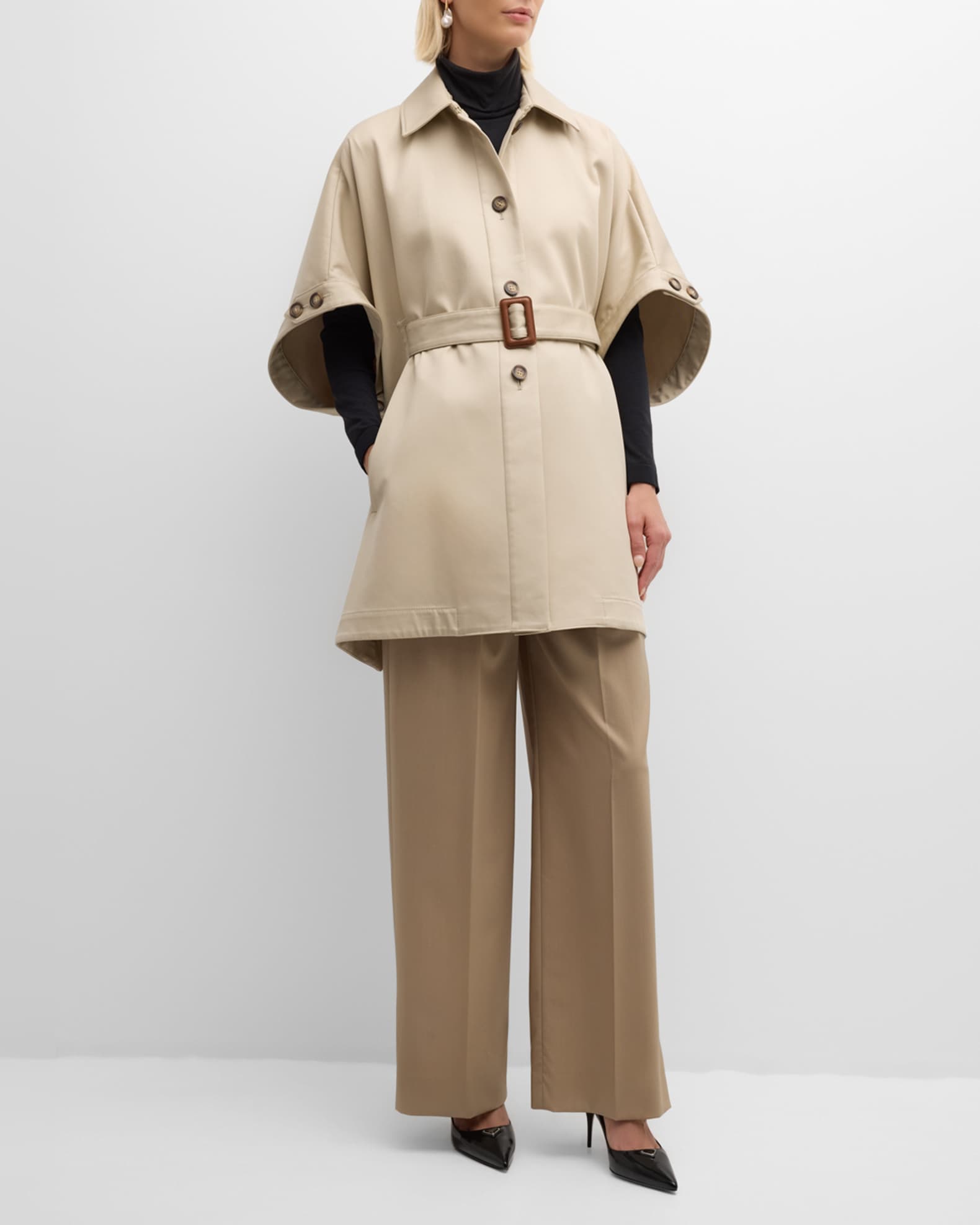 ポンチョ・ケープ Max Mara Leticia Bomber Cape Lightweight cashmere cape, beige | 