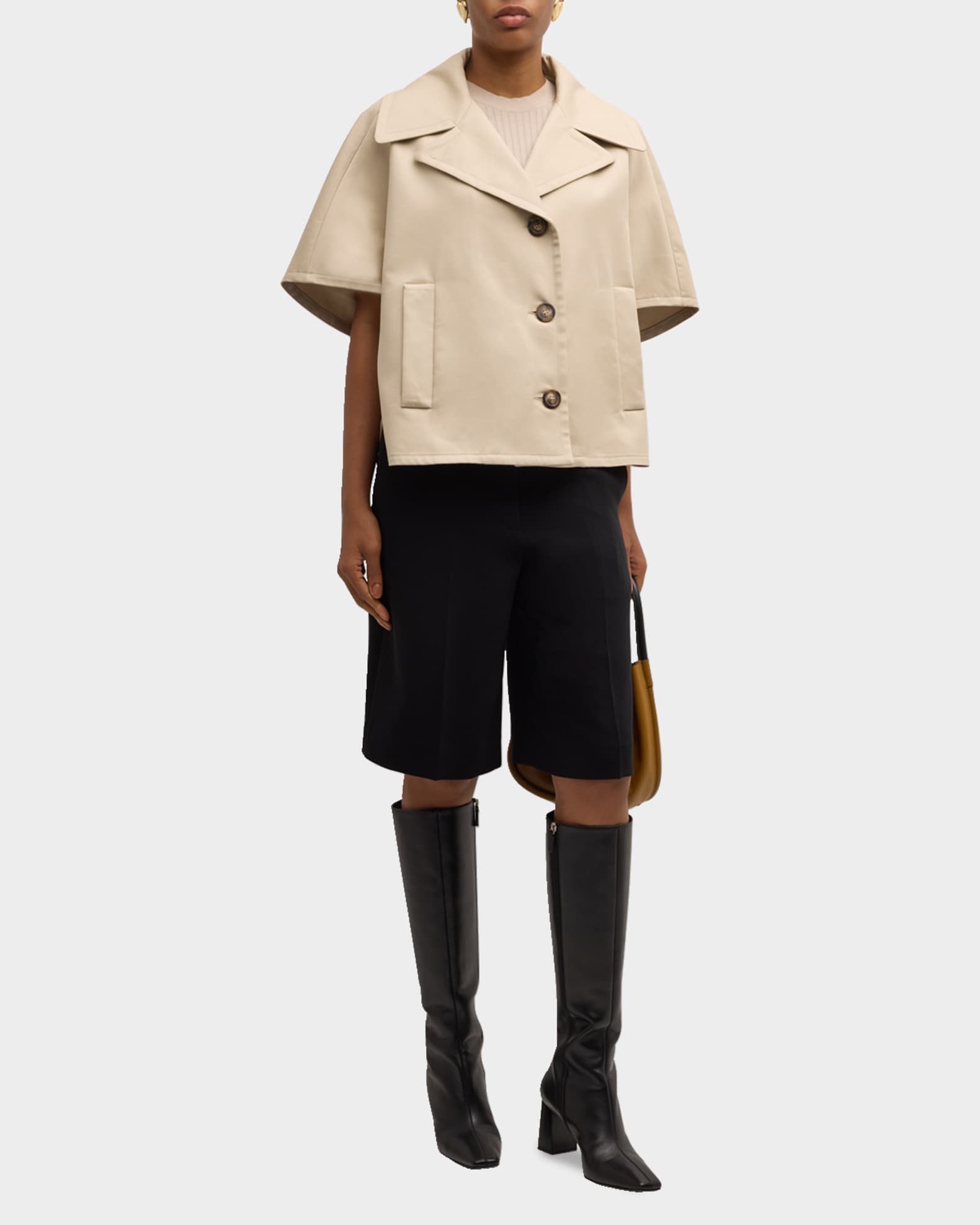 Veggia Buttoned Cotton Cape  1