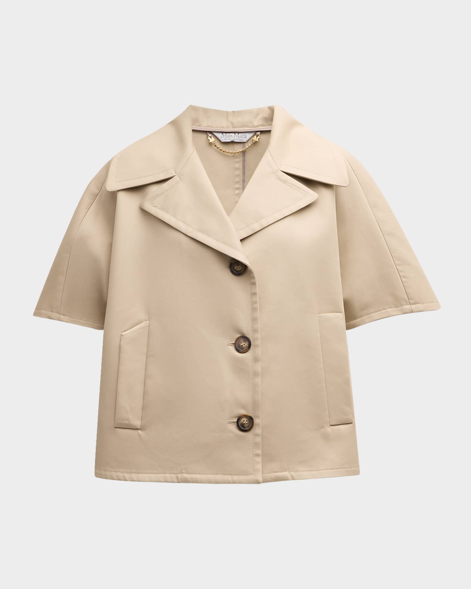 Veggia Buttoned Cotton Cape  0