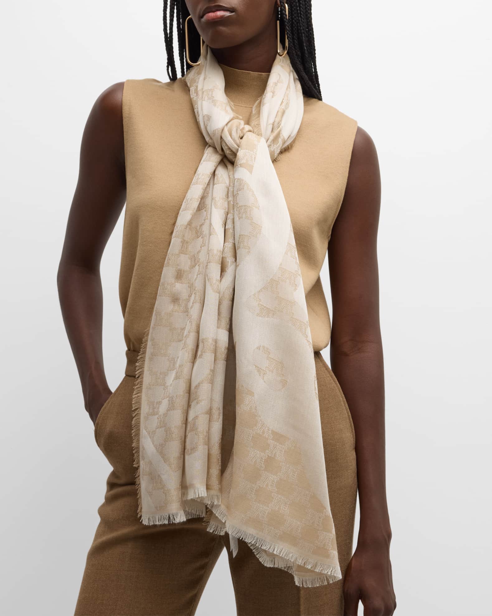 Acinoso Monogram Silk-Wool Stole 1