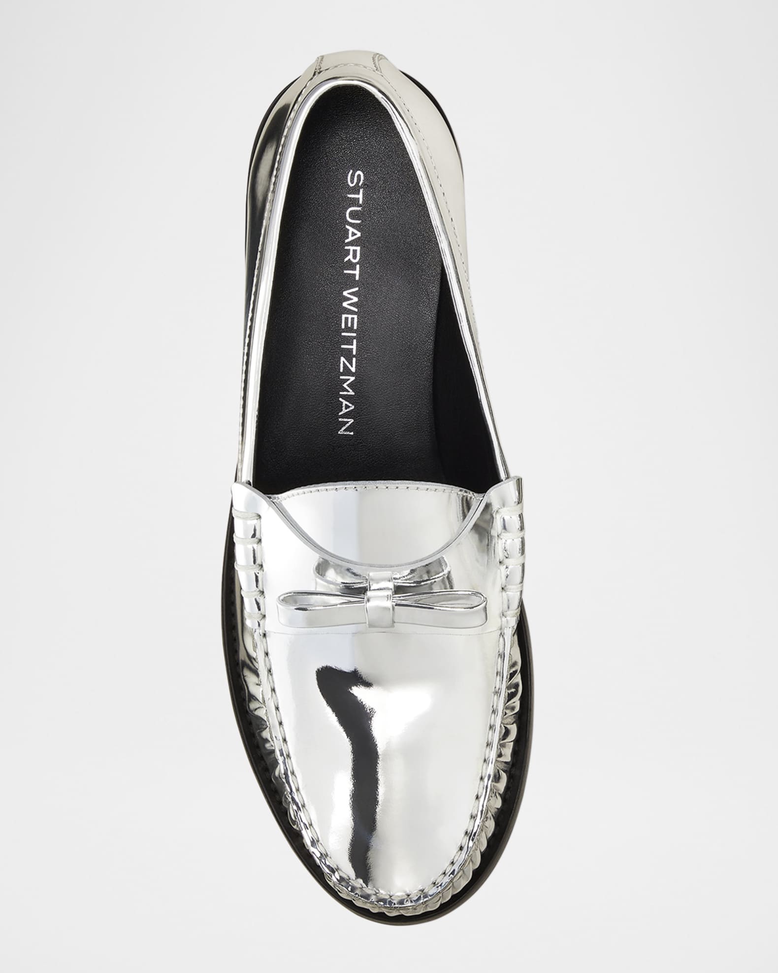Stuart Weitzman Lottie Mirror Leather Bow Loafers Neiman Marcus