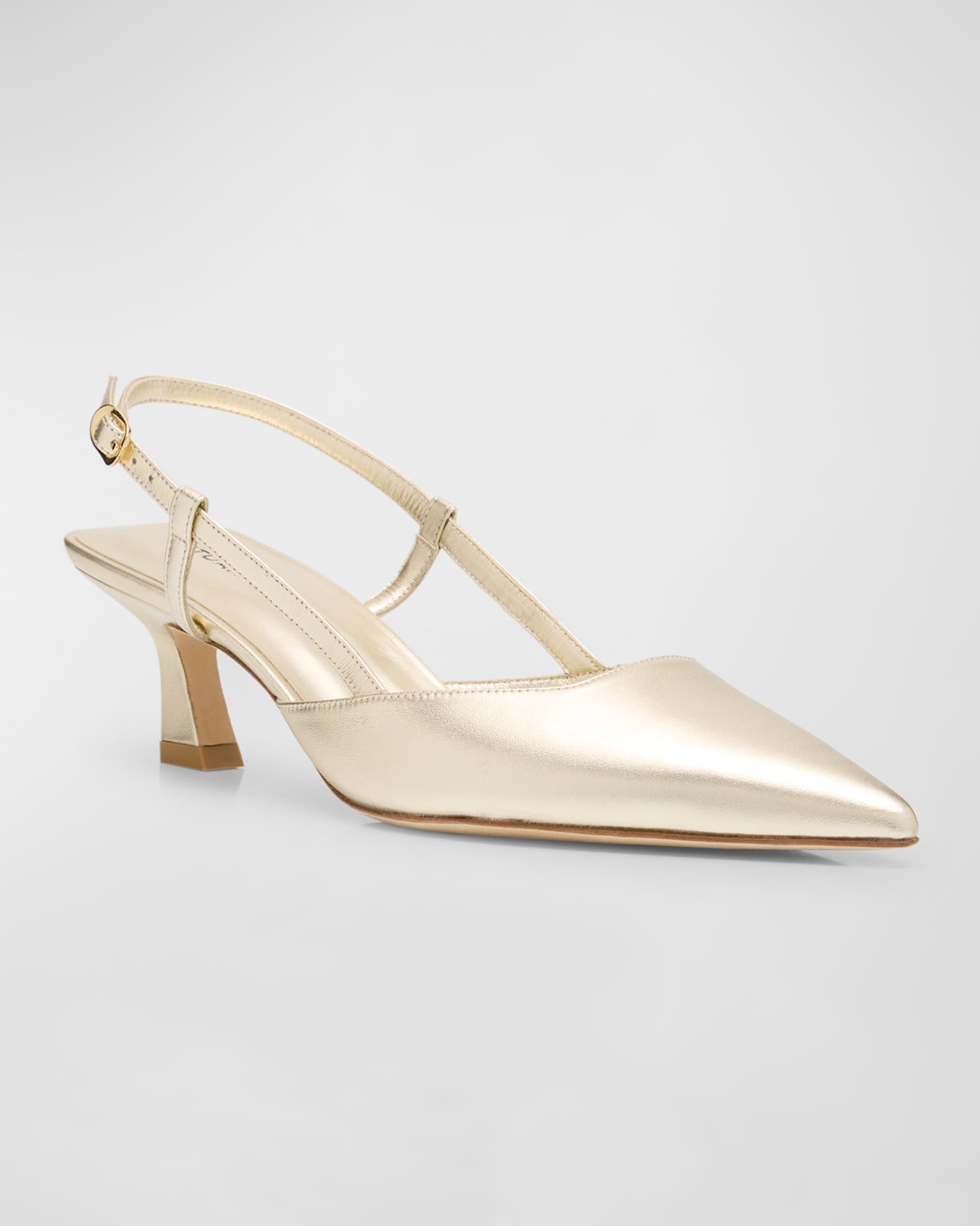 Stuart Weitzman Vinnie Metallic Kitten Slingback Pumps