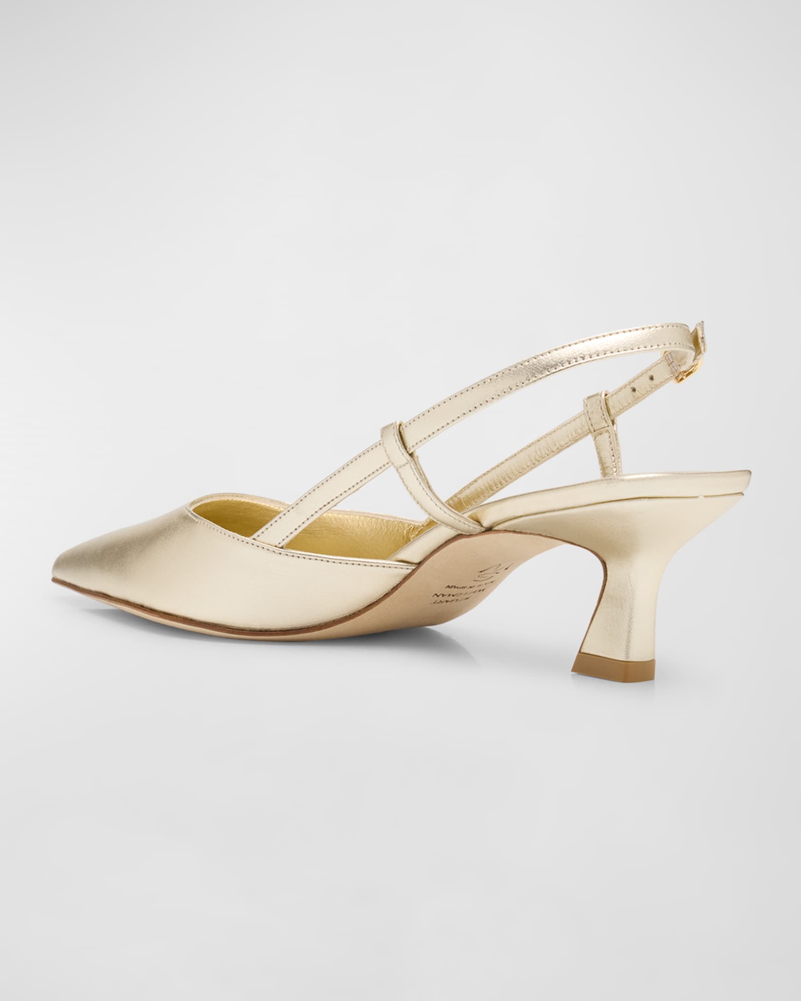 Stuart Weitzman Vinnie Metallic Kitten Slingback Pumps