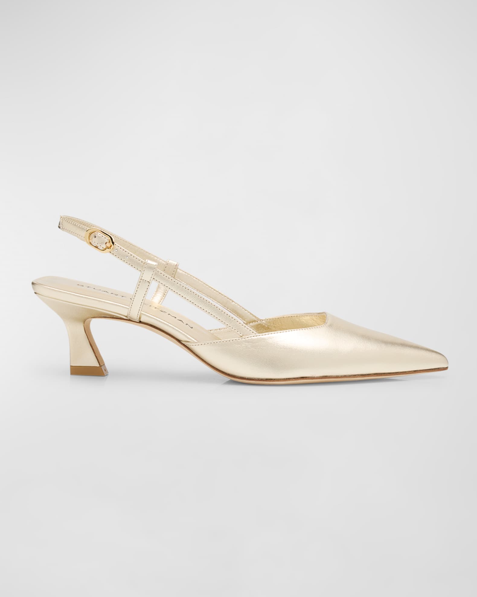 STUART WEITZMAN マヘリック ハックル ティテル ハレリナ シュス Stuart Weitzman Vinnie Metallic Kitten Slingback Pumps