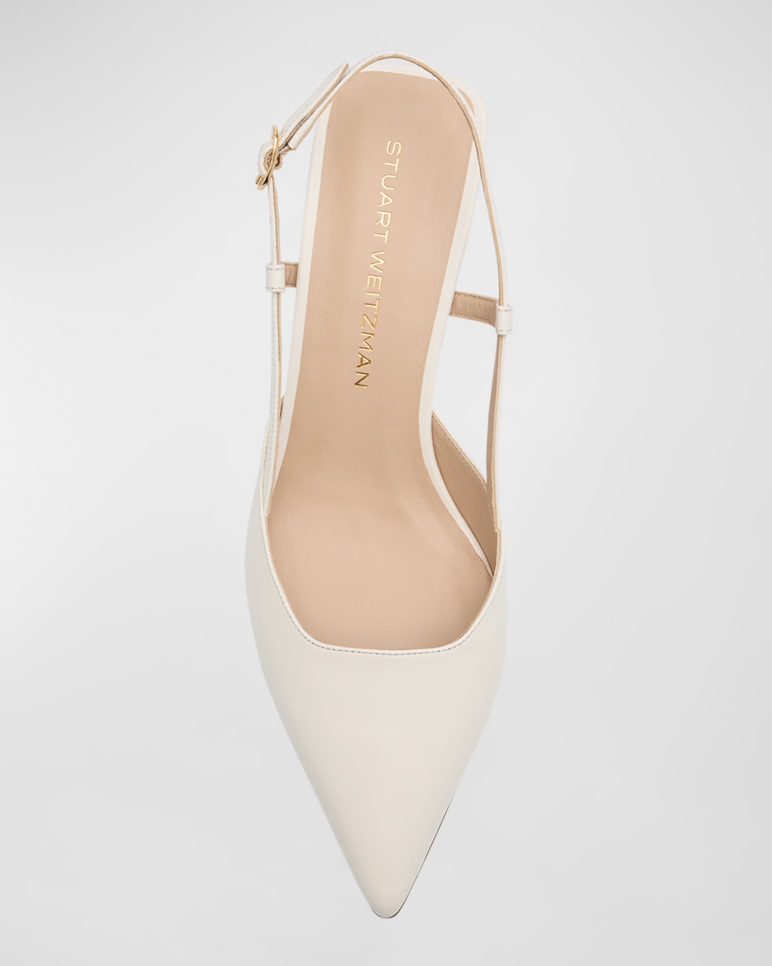 Stuart Weitzman Vinnie Leather Kitten Slingback Pumps