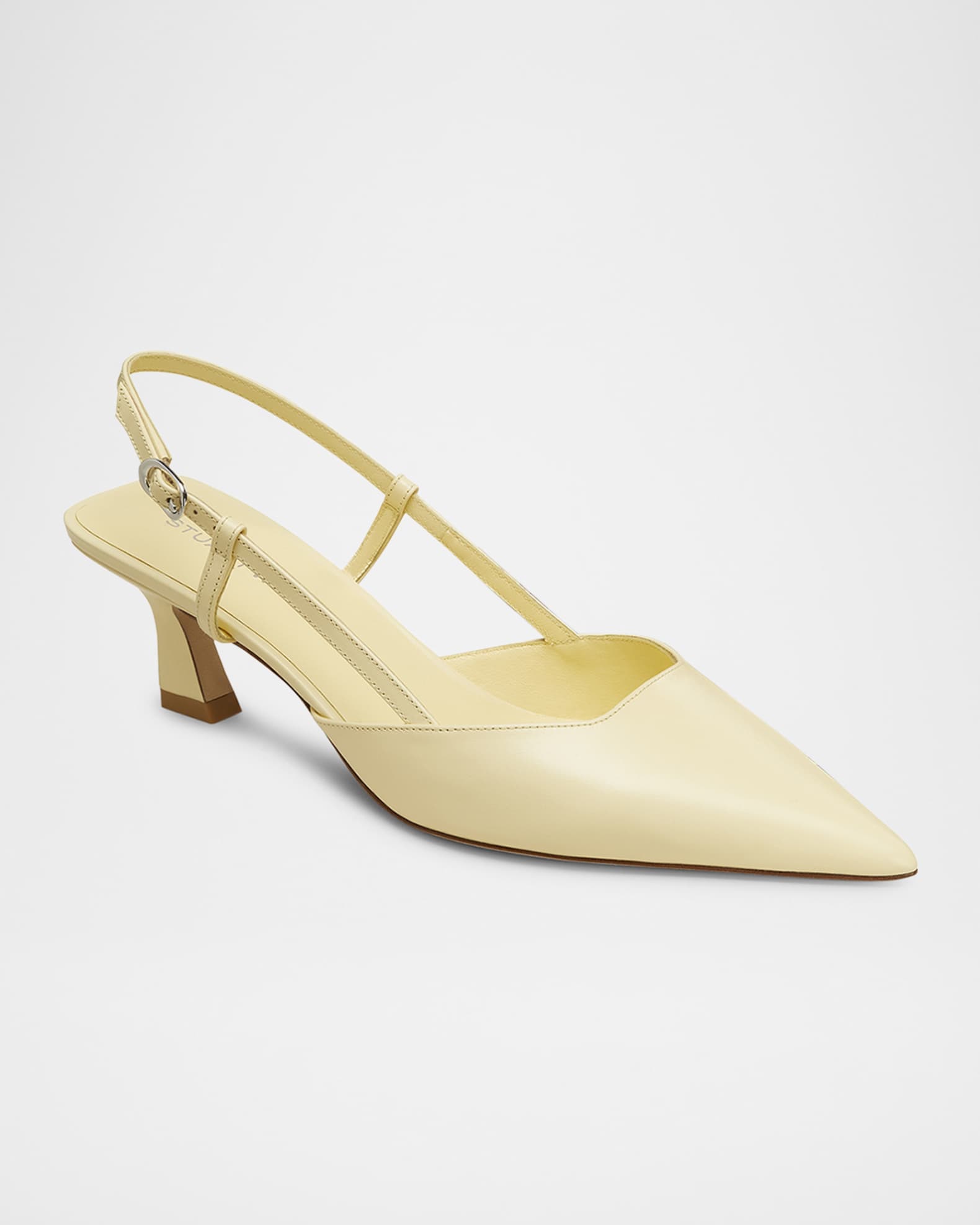 Vinnie Leather Kitten Slingback Pumps 1