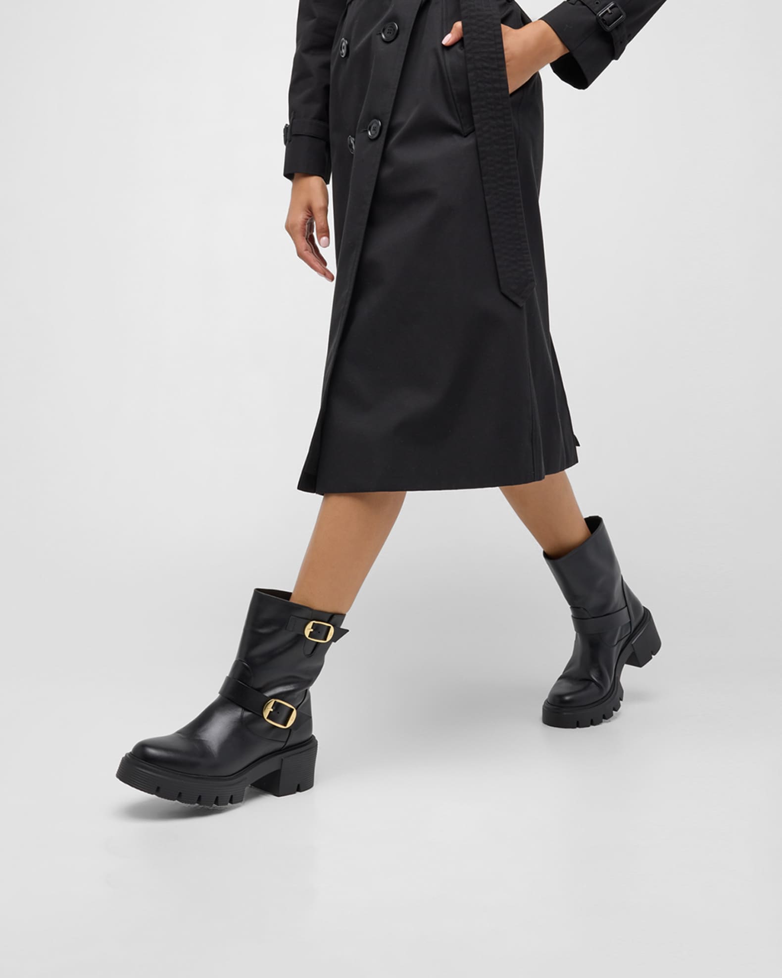 Soho Calfskin Buckle Moto Booties 1