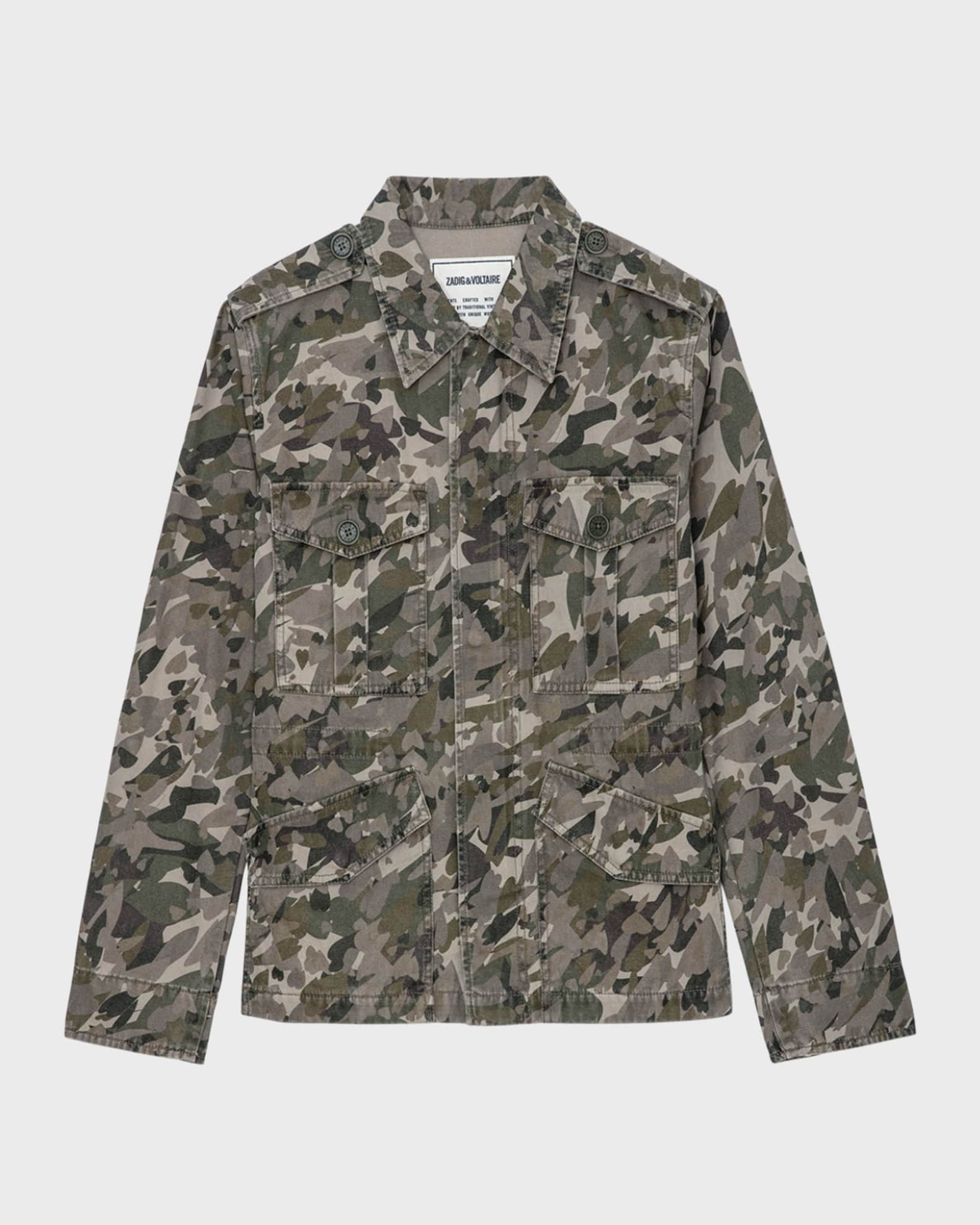 Zadig Voltaire Krisa Camo Canvas Shirt Jacket Neiman Marcus
