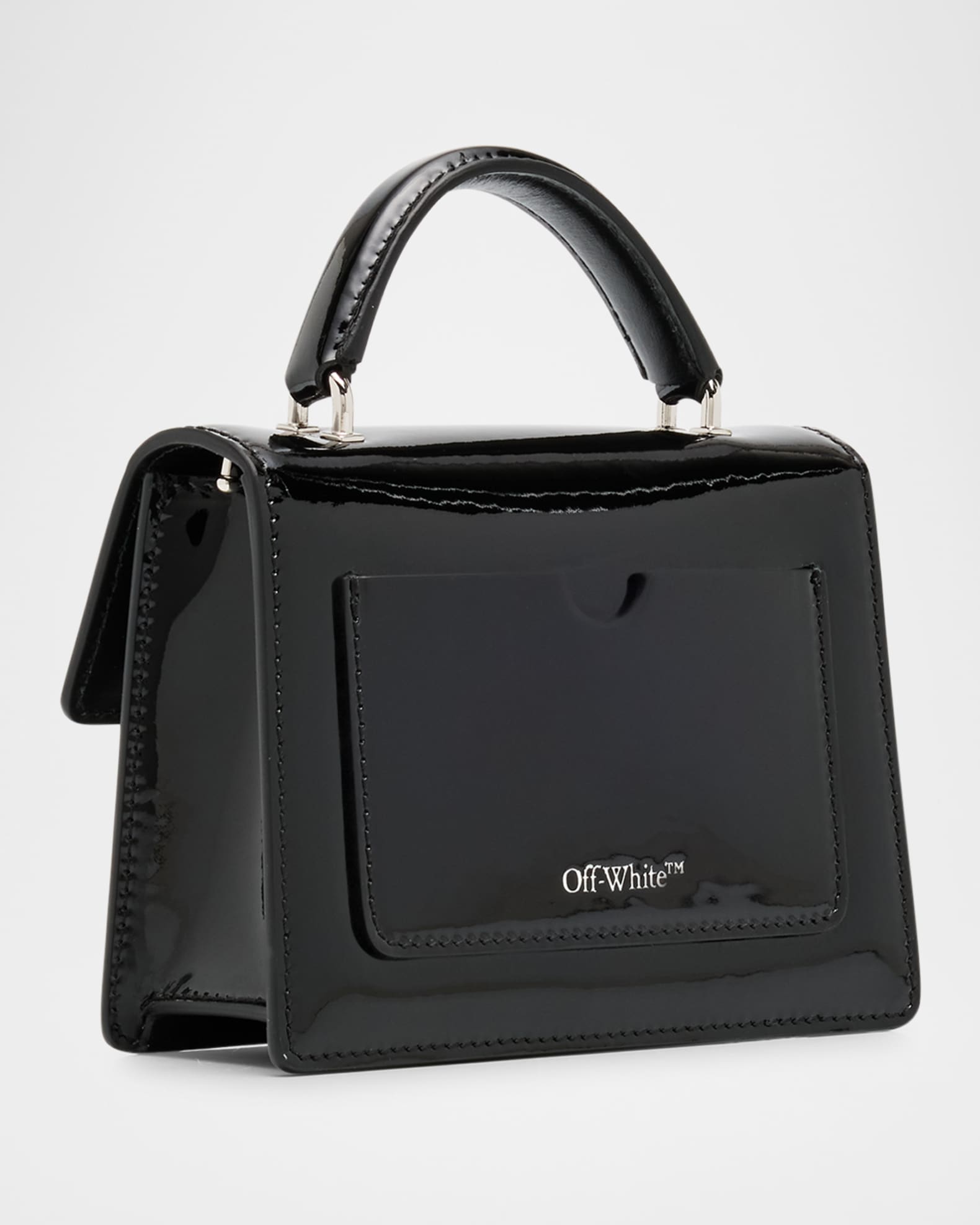 Off White Jitney Baby Patent Leather Top Handle Bag Neiman Marcus