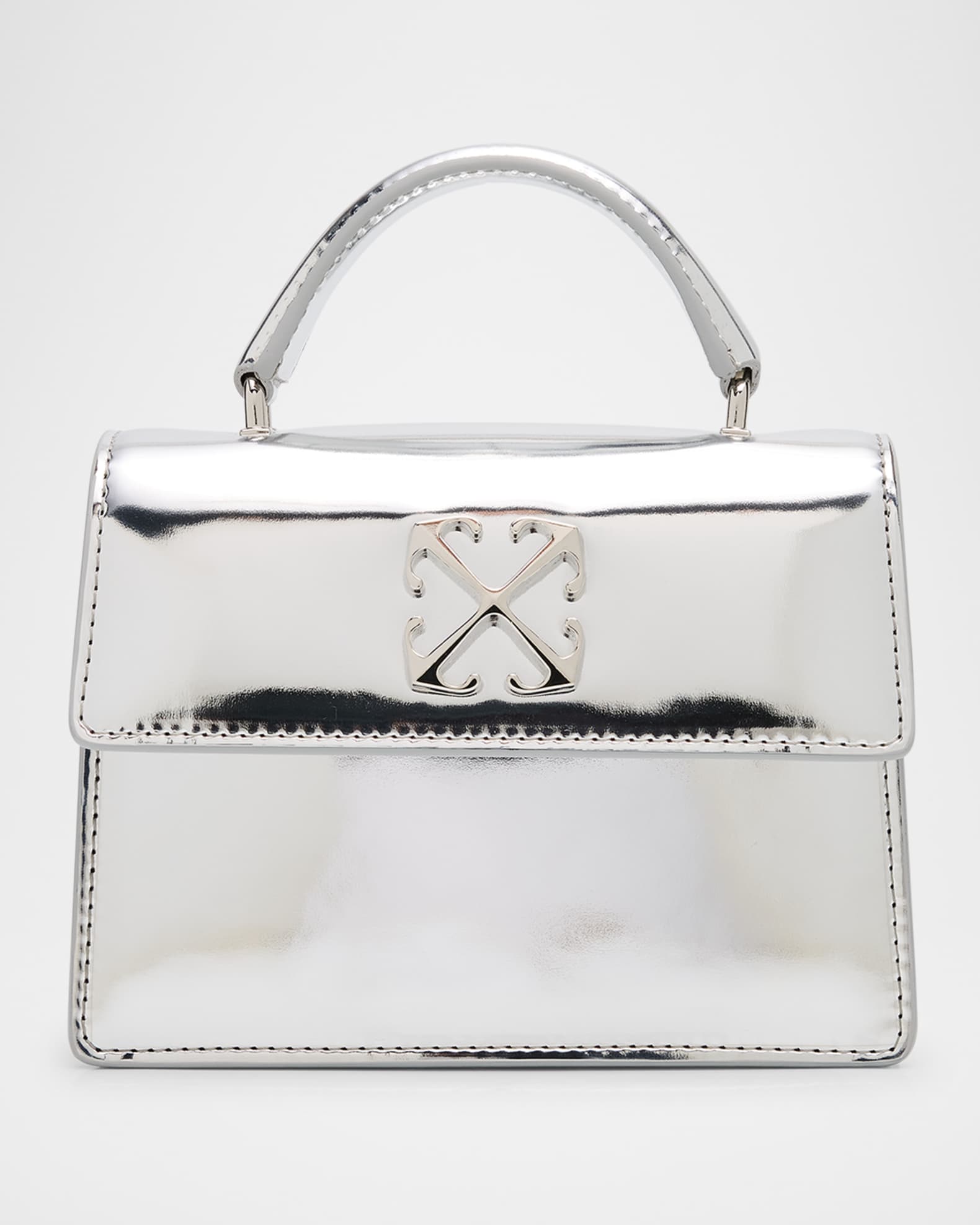 Off White Jitney Baby Metallic Top Handle Bag Neiman Marcus