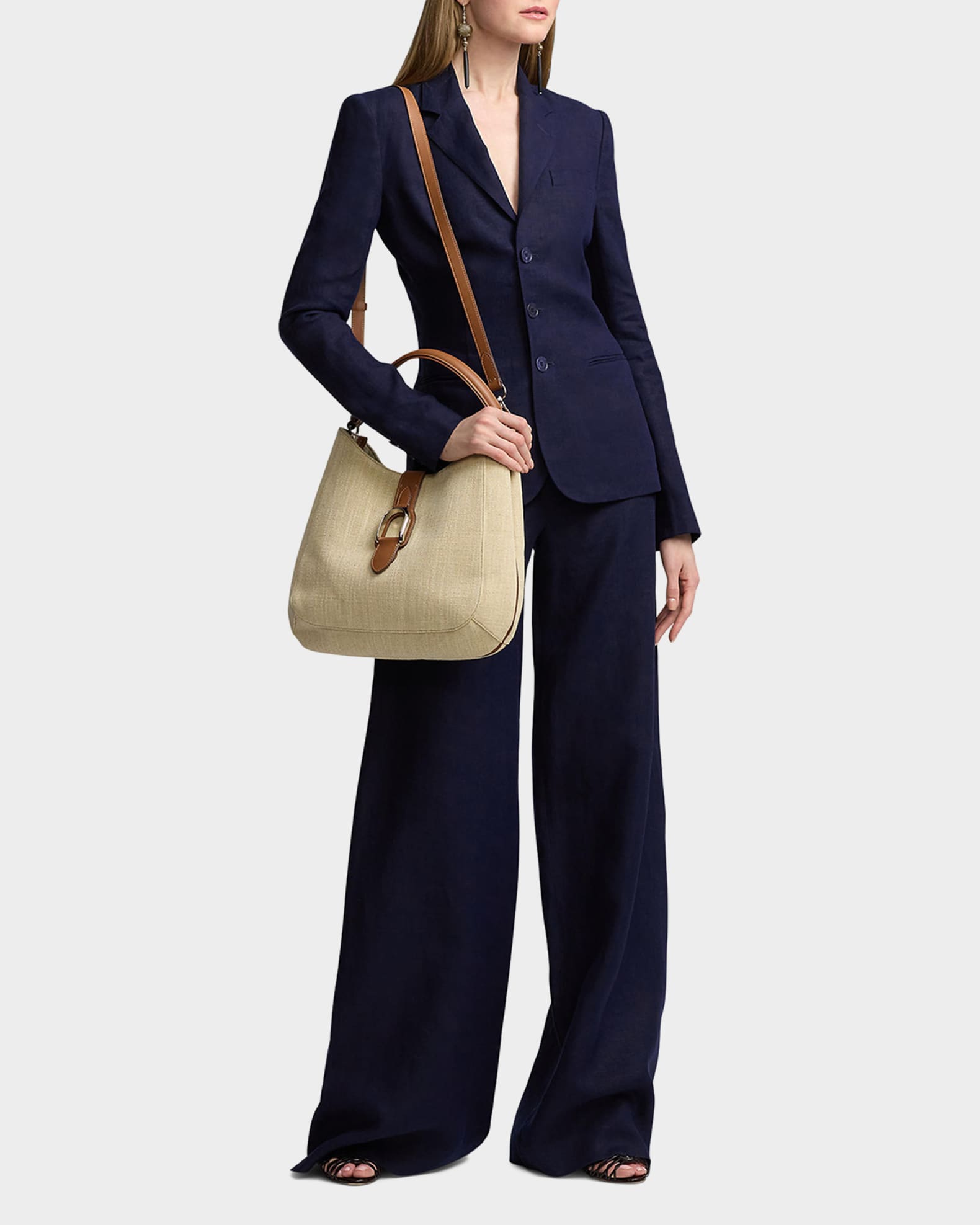 Ralph Lauren Collection Daria Linen Wide-Leg Pants | Neiman