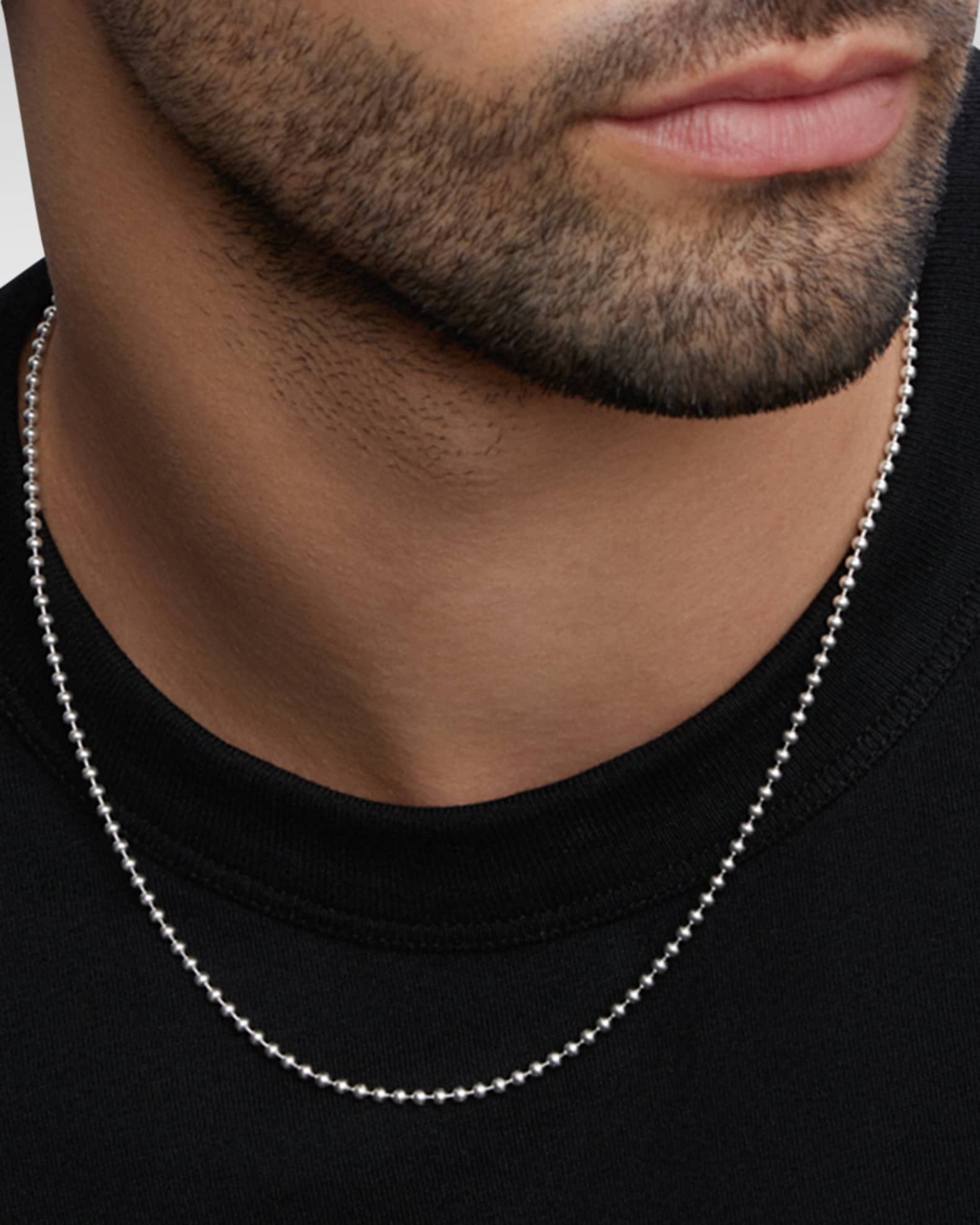 Men's Sterling Silver Logo-Link Ball Chain Necklace, 2.5mm, 20in 1
