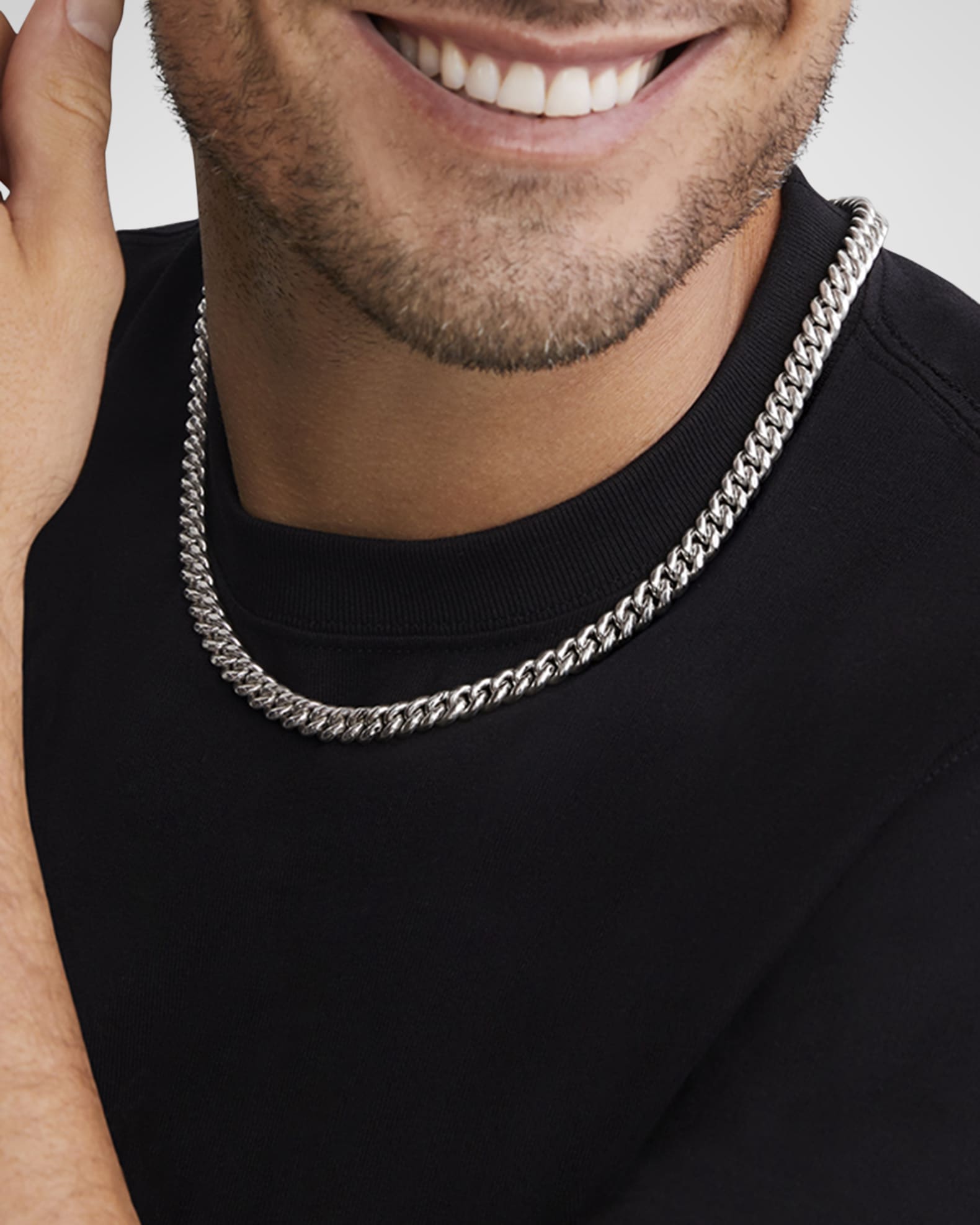 Men's Sterling Silver Anthem Curb Chain Necklace, 8mm, 20in 1