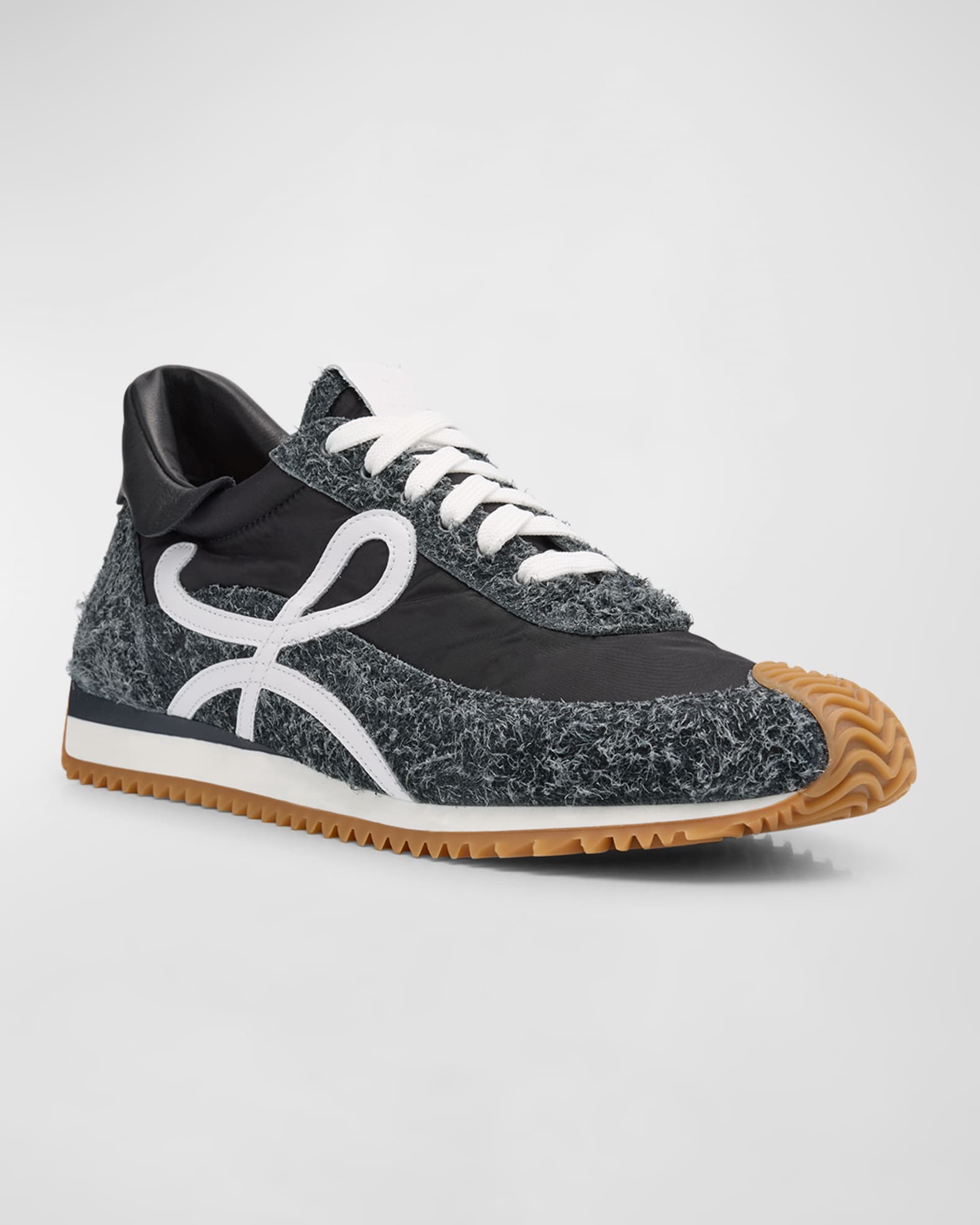 Men's Flow Runner Nylon and Brushed Suede Sneakers 1