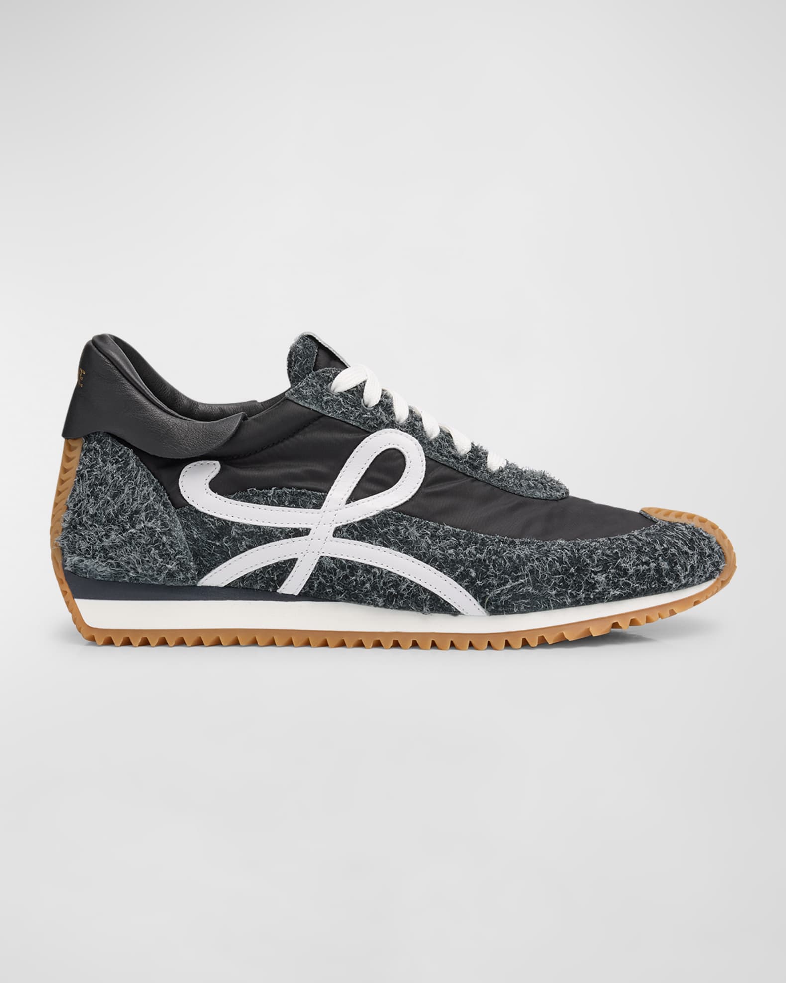 Men's Flow Runner Nylon and Brushed Suede Sneakers 0