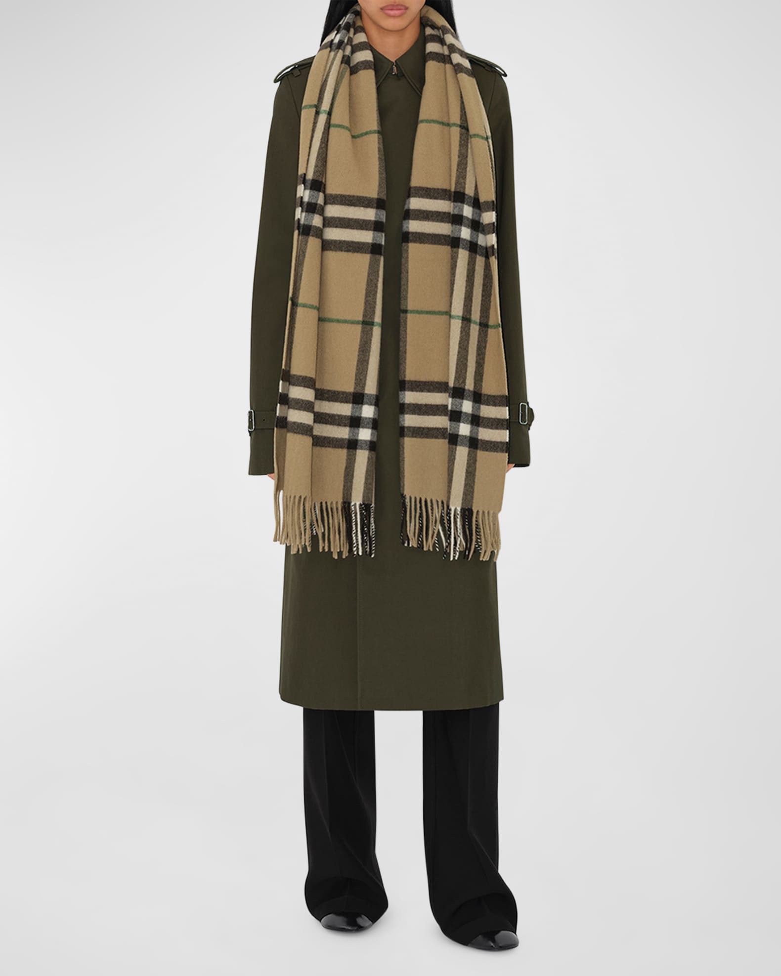 Burberry Washed Check Cashmere Scarf Neiman Marcus
