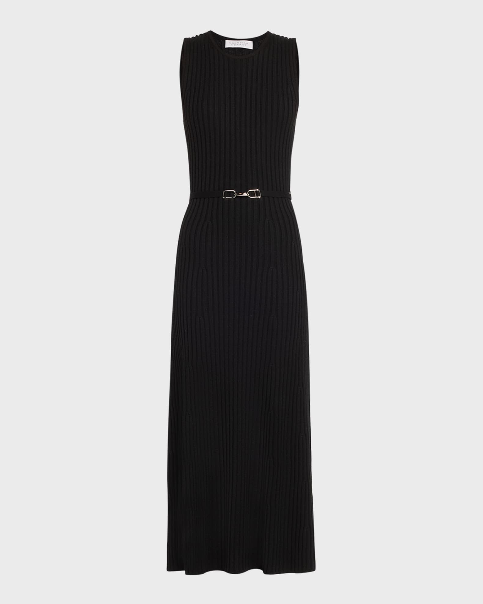 Meier Cashmere-Blend Ribbed Knit Maxi Dress with Belt 0