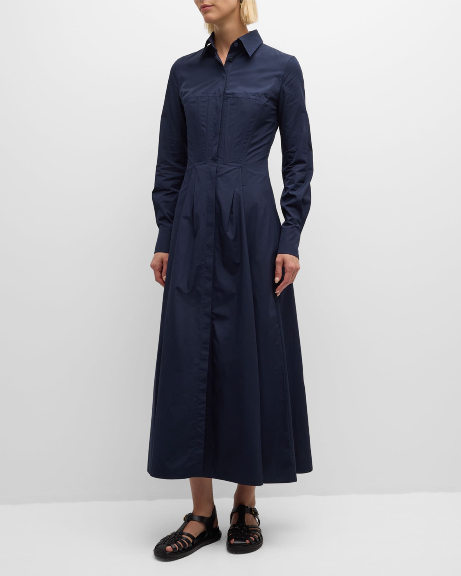 Gabriela Hearst Eugene Corset-Style Shirtdress | Neiman Marcus