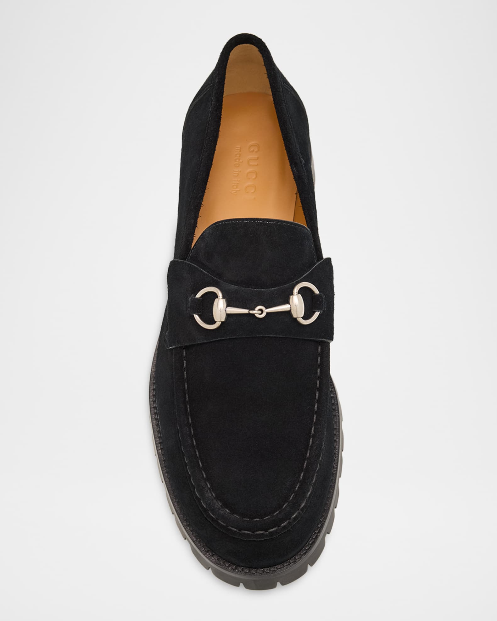 Gucci Men's Sylke Suede Horsebit Loafers | Neiman Marcus