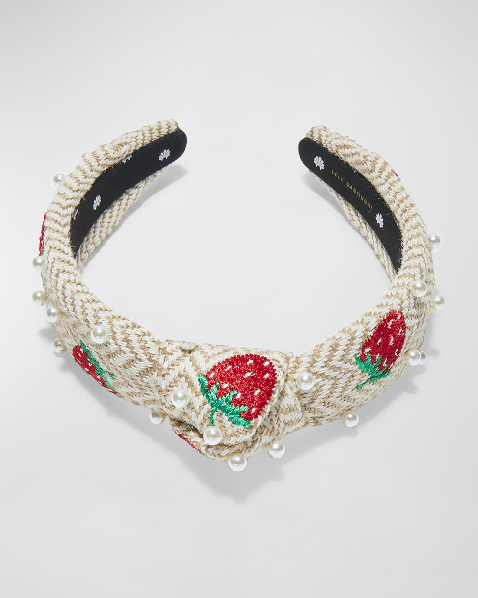 Lele Sadoughi Pearly Strawberry Knotted Headband