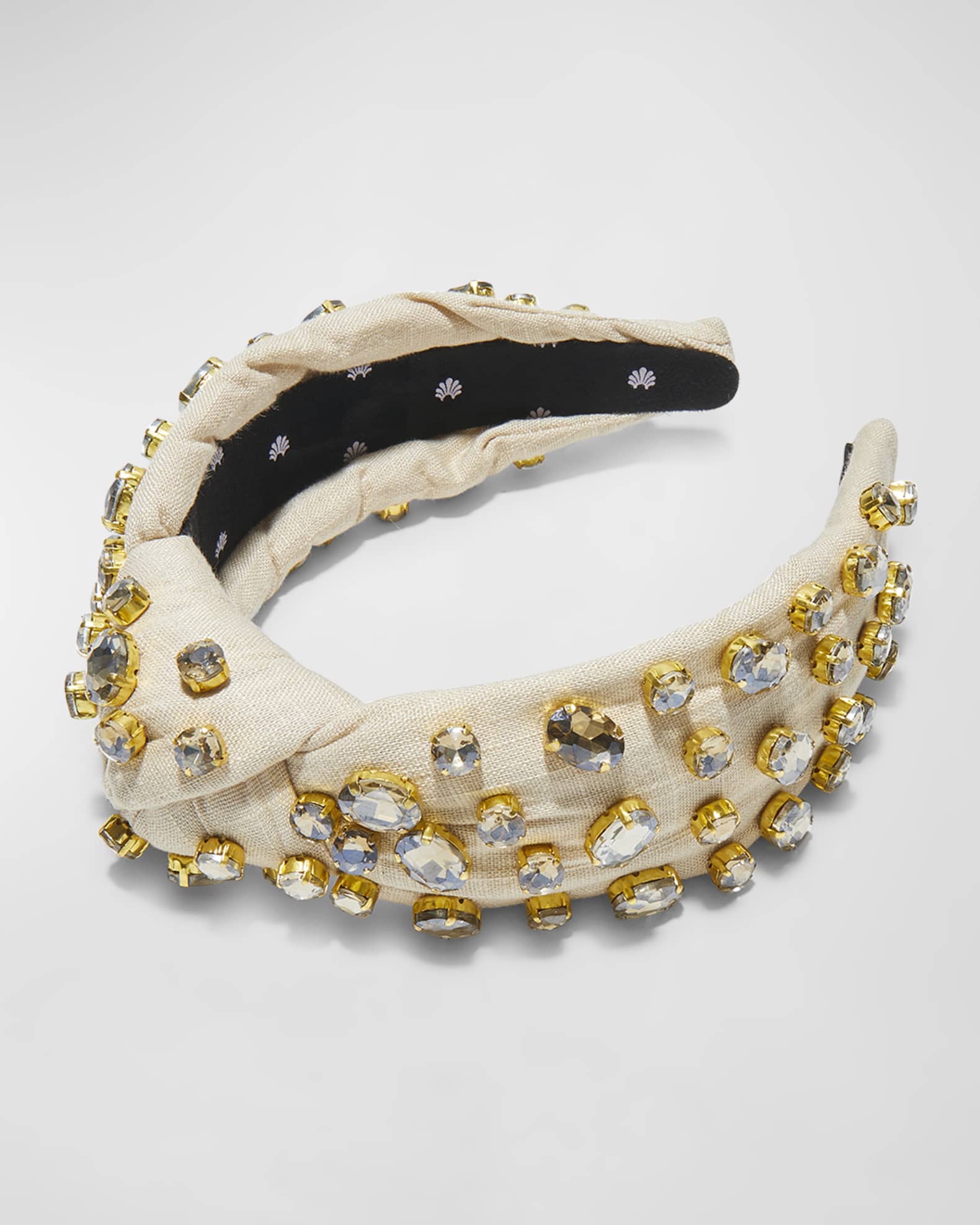 Embellished Cotton-Linen Knotted Headband  1