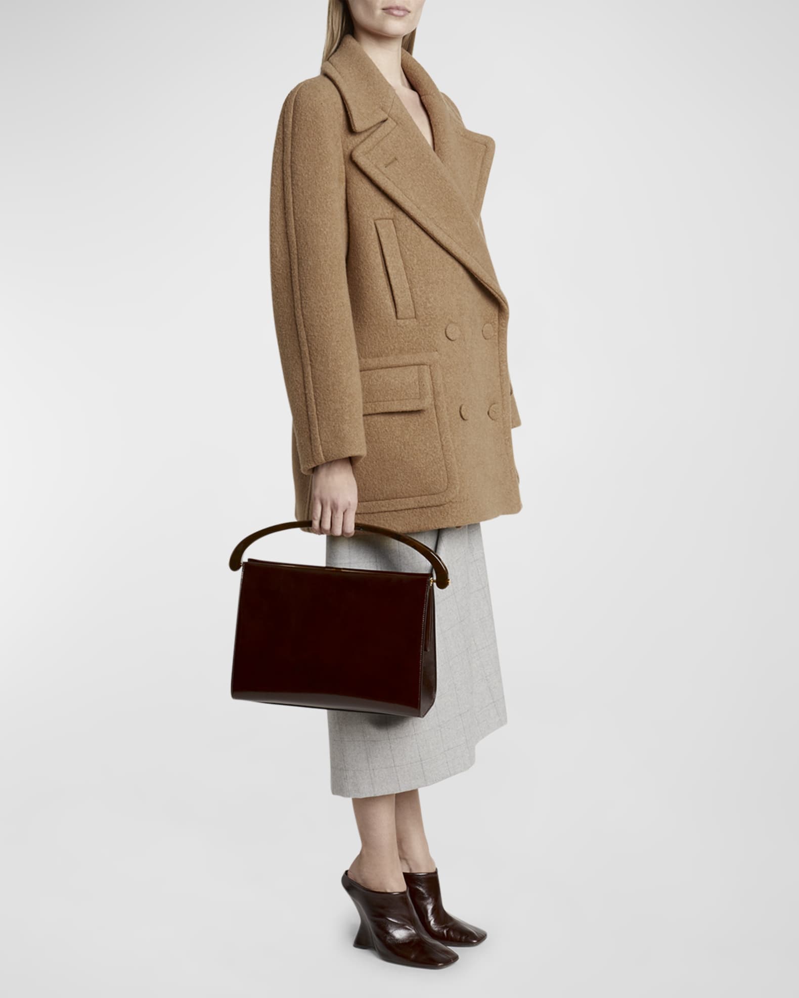 Dries Van Noten Crisp Frame Leather Top-Handle Bag | Neiman