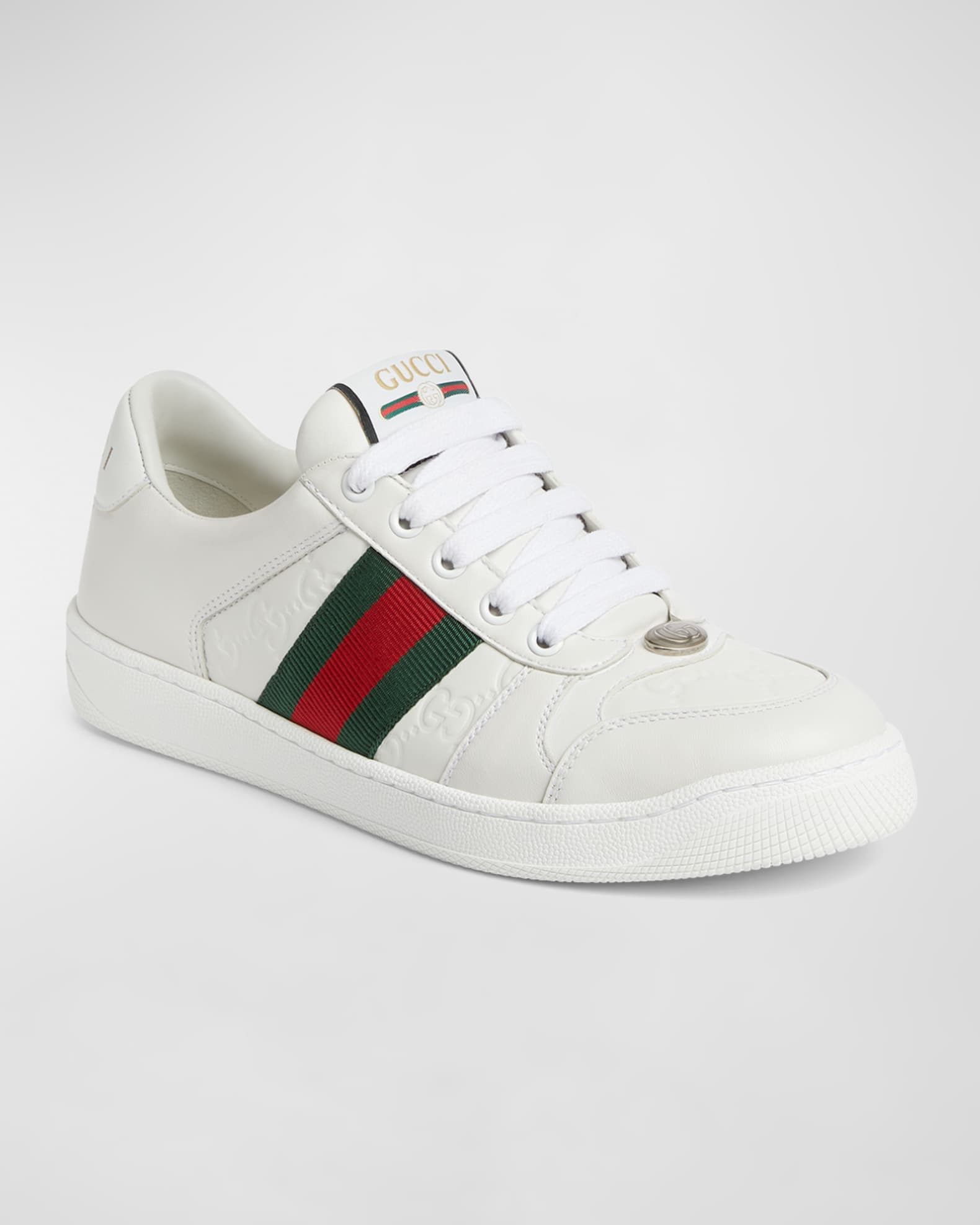 Gucci GG Embossed Leather Low Top Sneakers Neiman Marcus