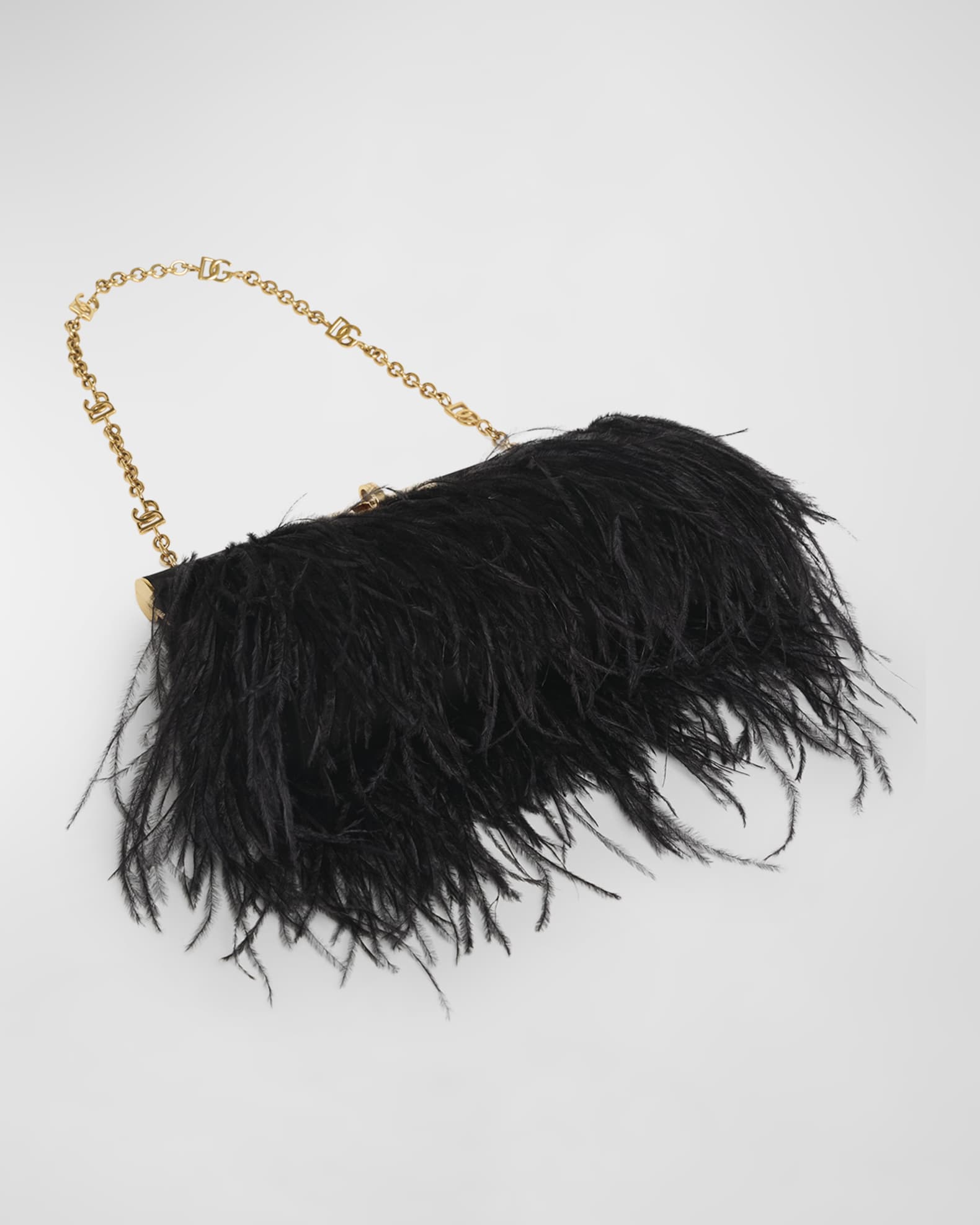 Ostrich feather clutch bag top