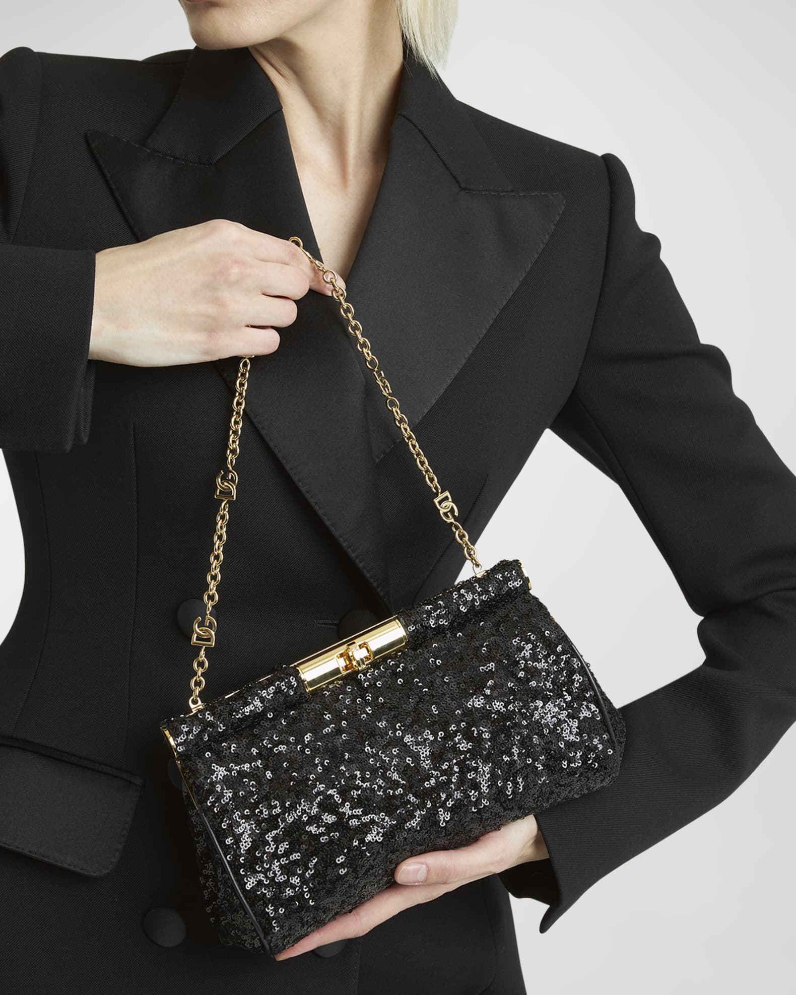 クラッチバッグ DOLCE & GABBANA BLACK LEATHER MARLENE CLUTCH Dolce & Gabbana Large Marlene Clutch Bag | Black | FARFETCH