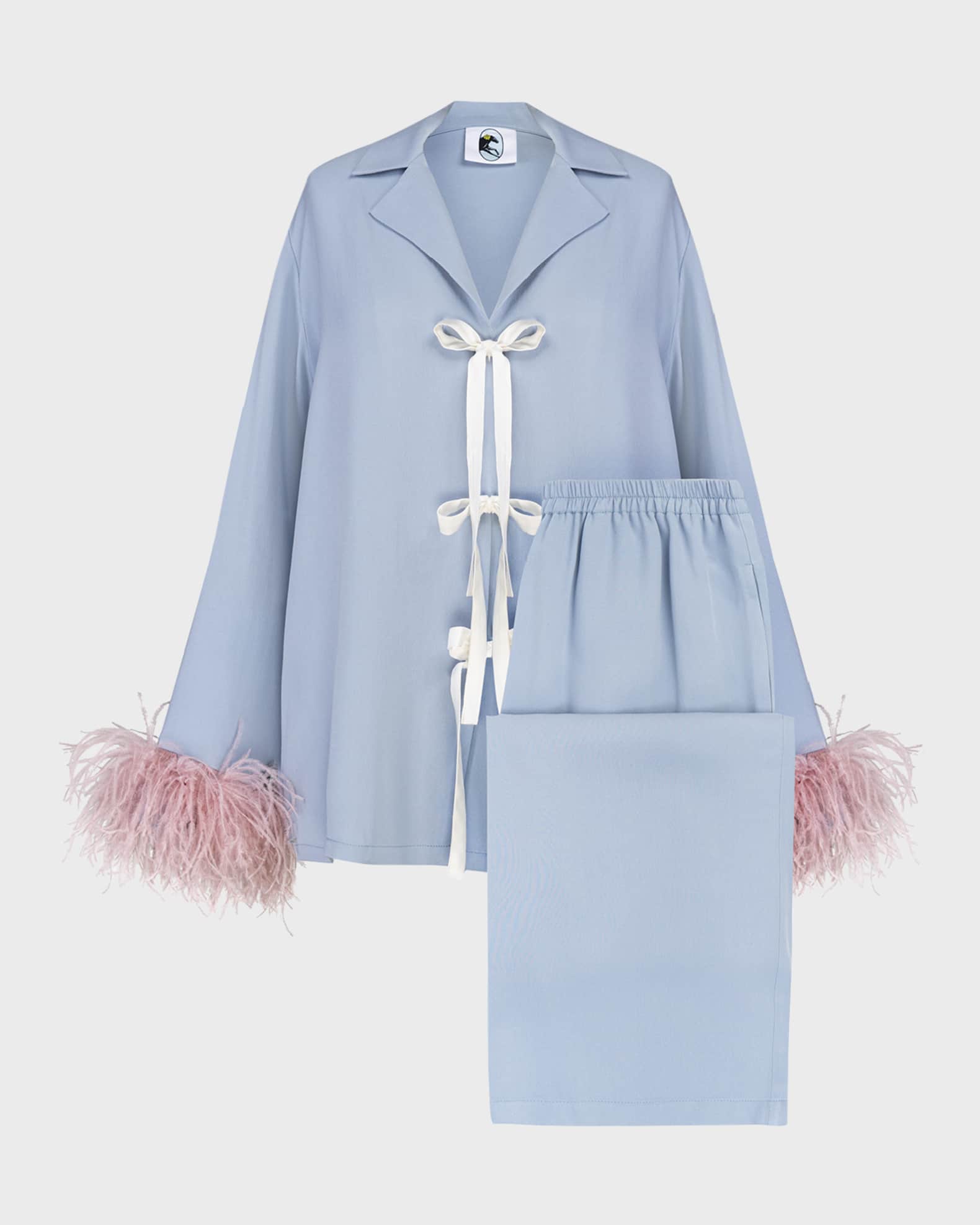 Sleeper The Bow Feather Trim Pajama Set Neiman Marcus