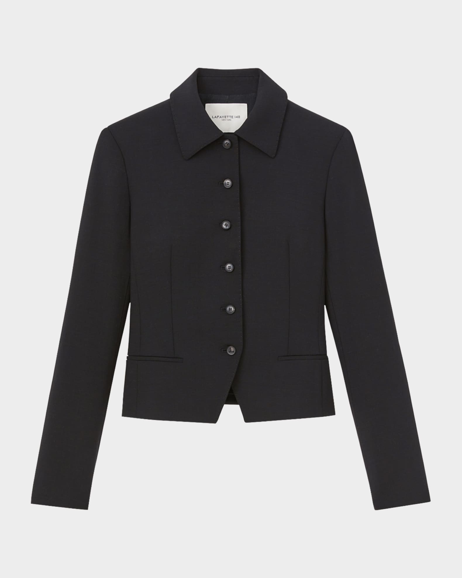 Lafayette 148 New York Cropped Pick Stitch Jacket Black