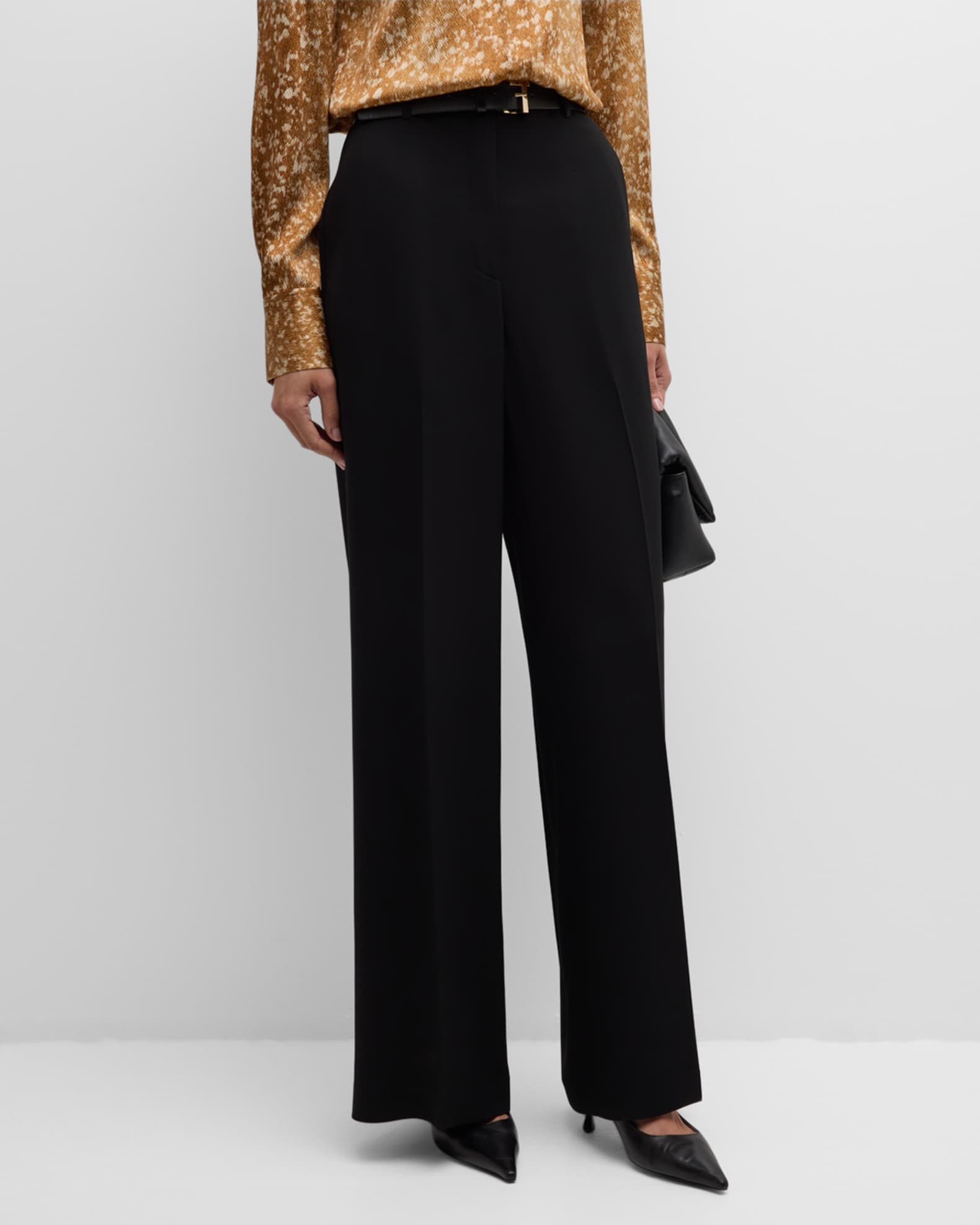 Lafayette 148 New York Thames Wide-Leg Crepe Pants | Neiman Marcus display picture 1