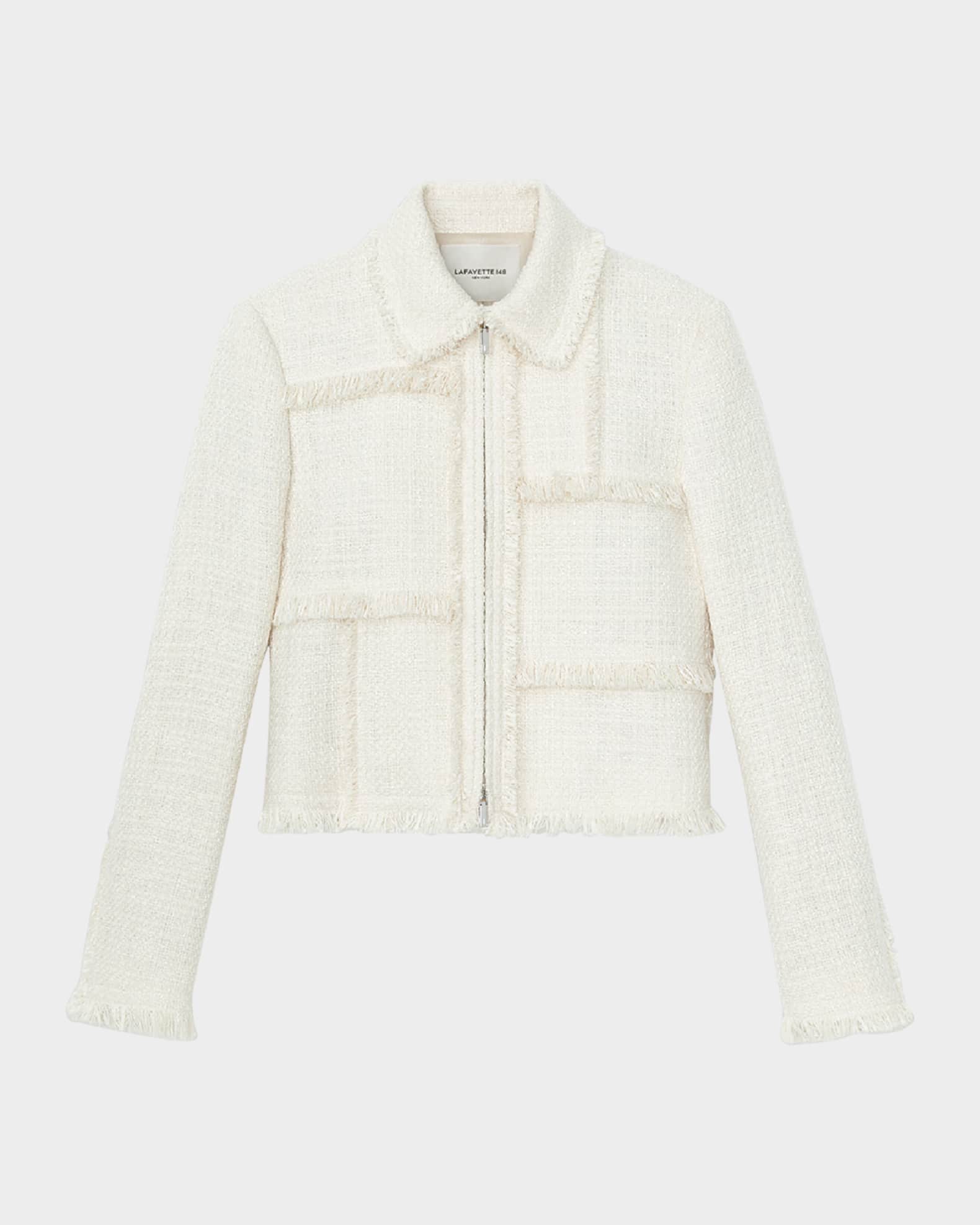 Lafayette 148 New York Fringe-Trim Boucle Tweed Jacket