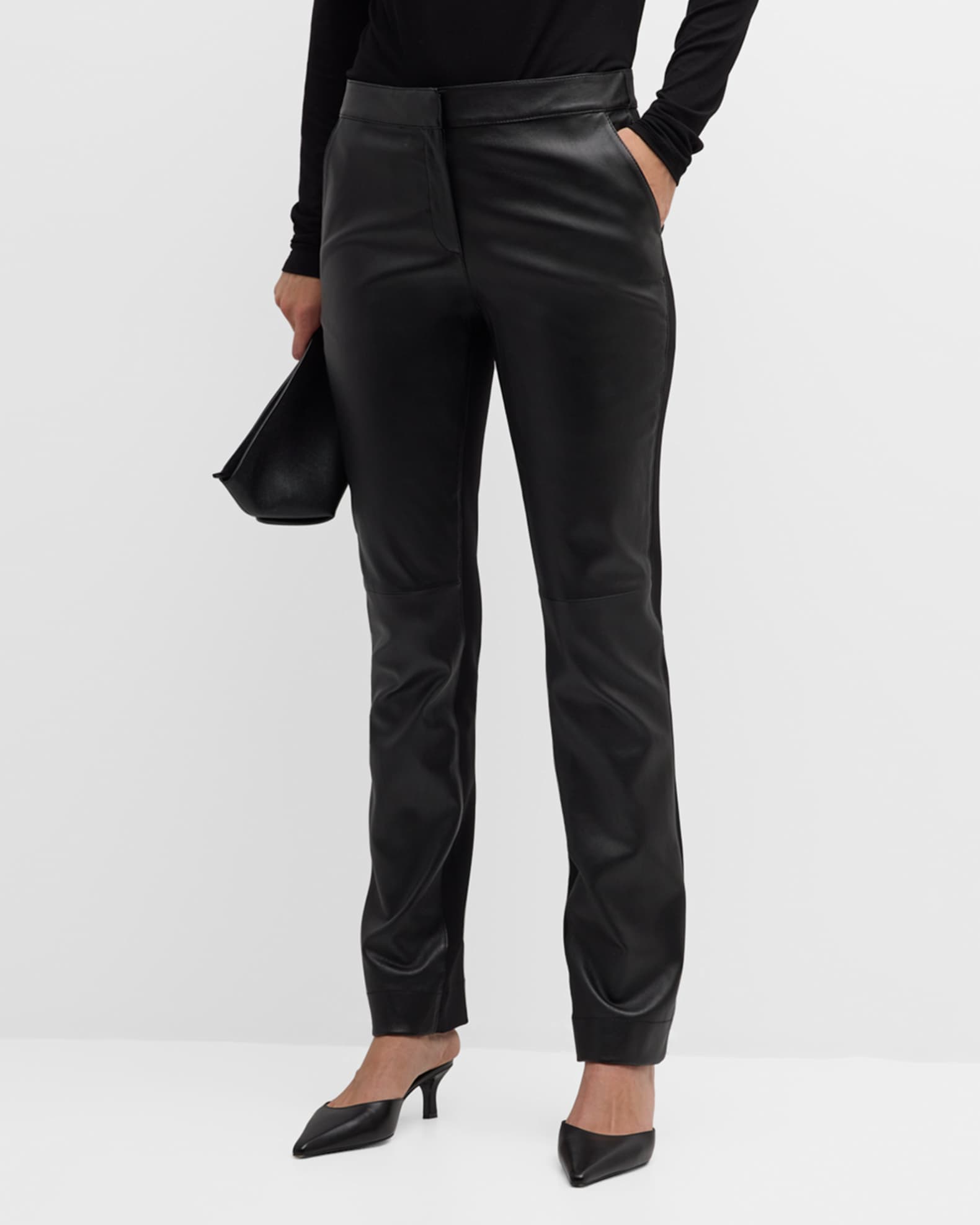 Leather and Acclaimed Stretch Cigarette Pants 1