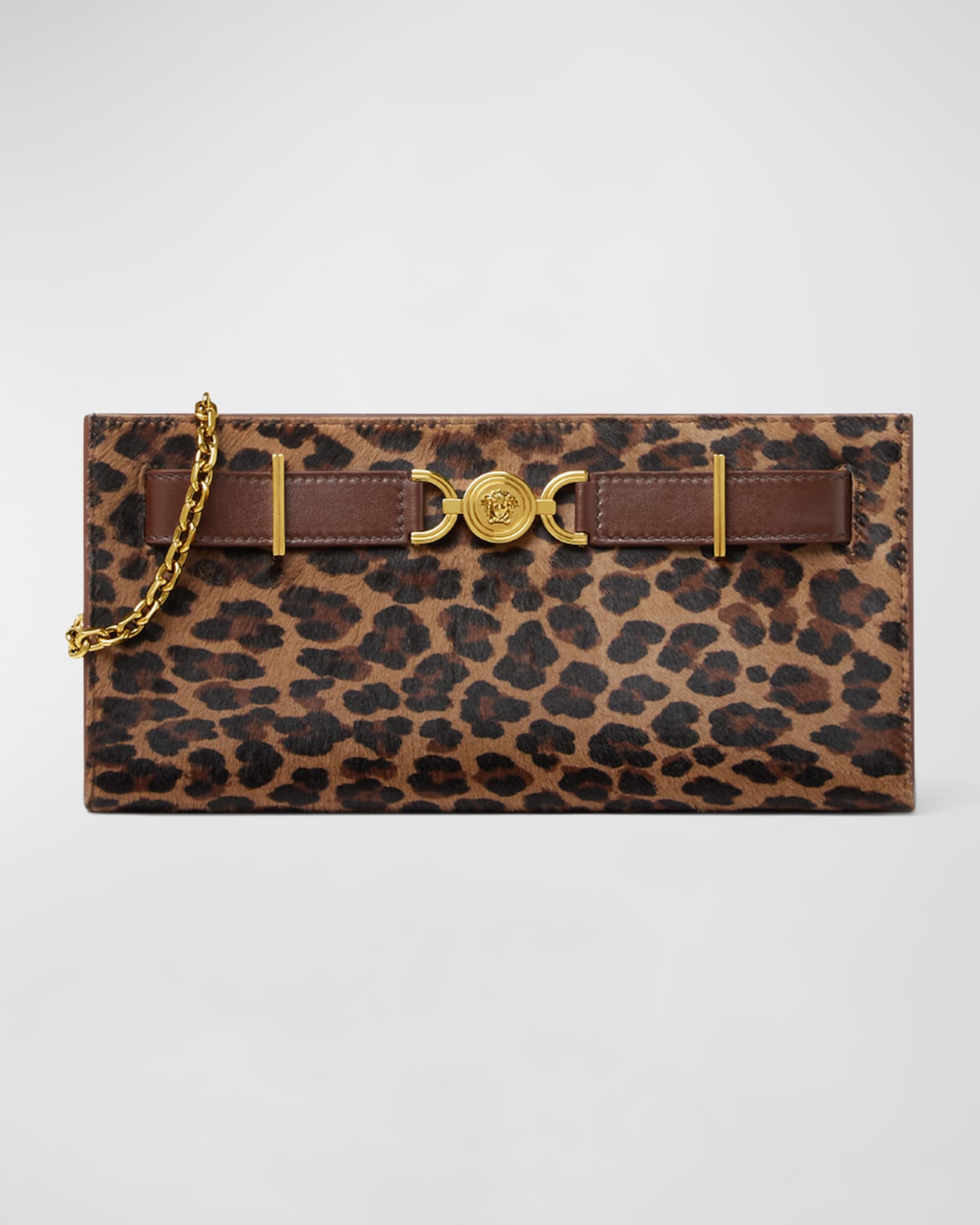 Versace Medusa 95 Leopard Calf Hair Clutch Bag Neiman Marcus