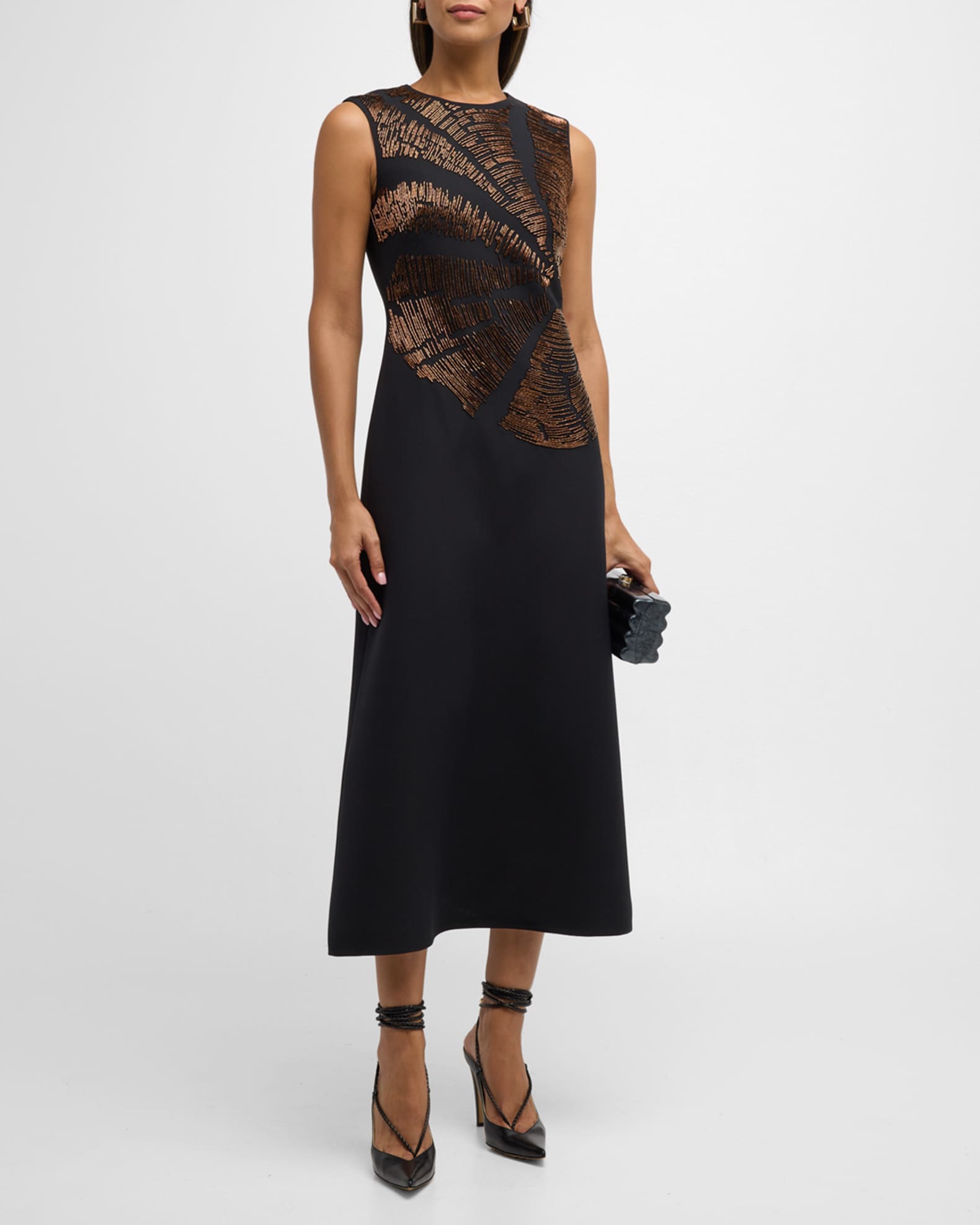 Lafayette 148 New York Sleeveless Beaded Midi Dress Neiman Marcus