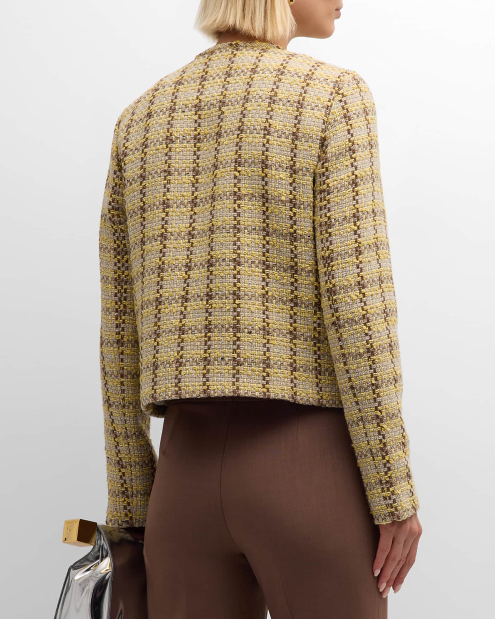 Lafayette 148 New York Button-Down Woven Plaid Jacket
