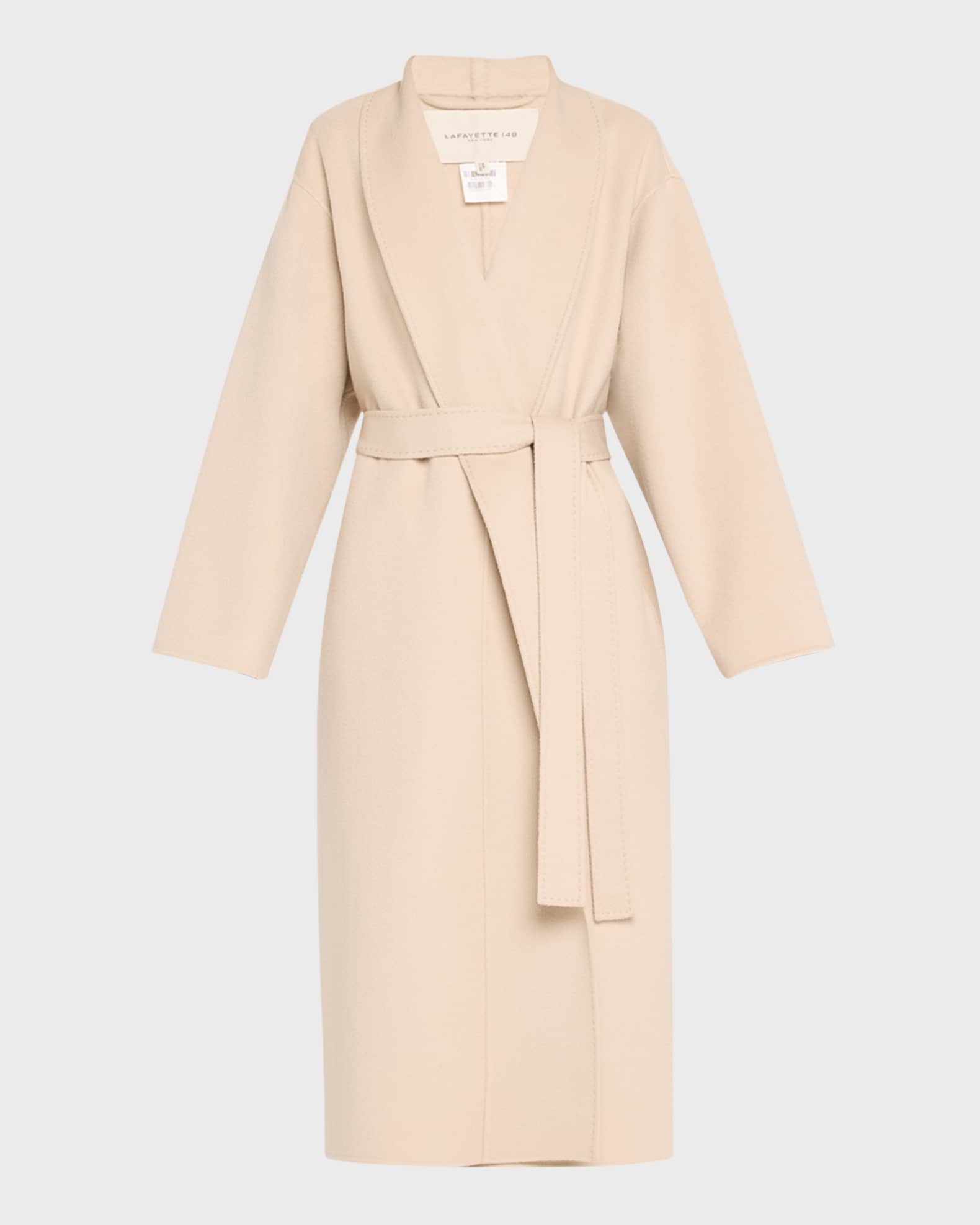 Shawl-Collar Cashmere Wrap Coat 0