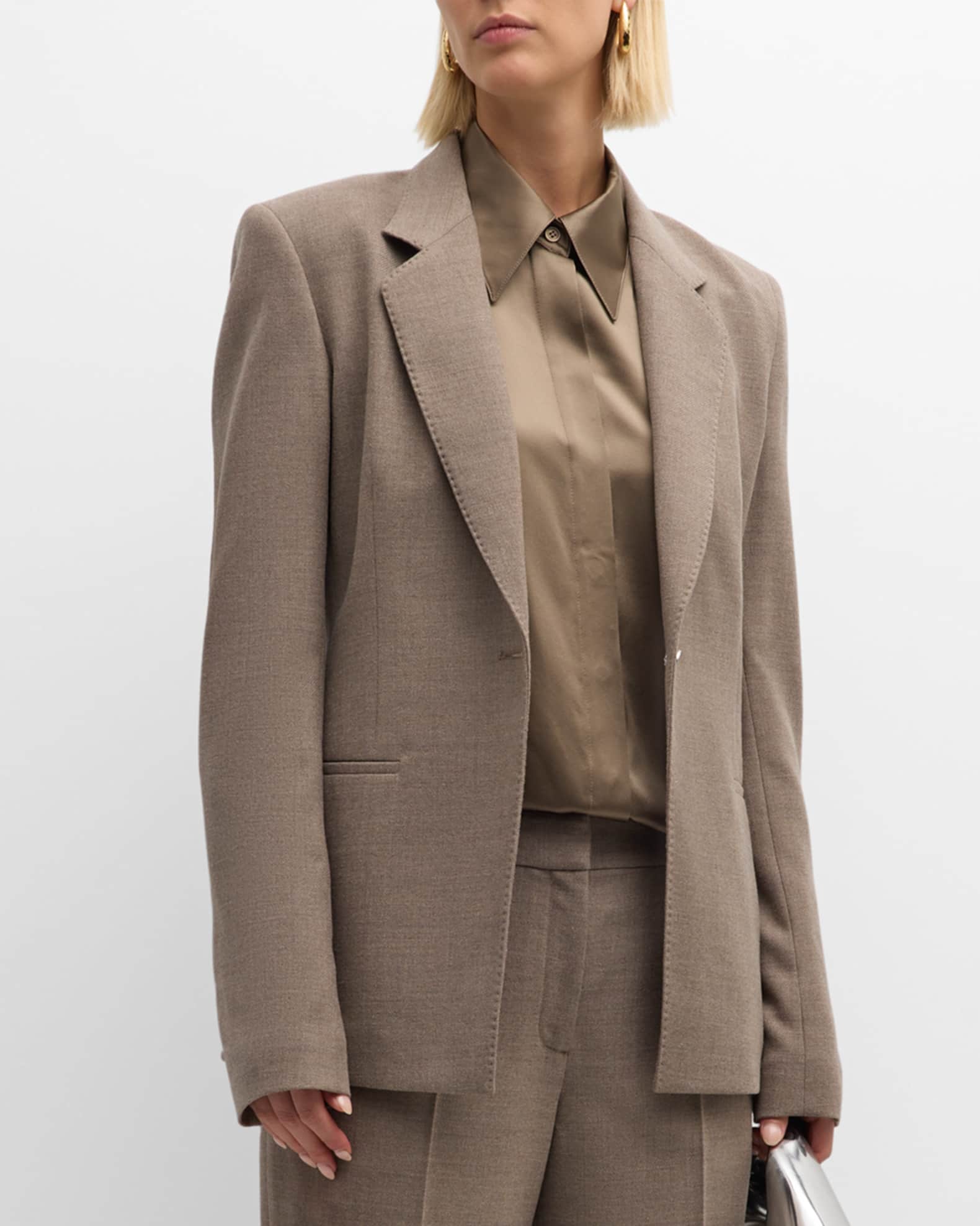 Lafayette 148 New York Single-Button Pick Stitch Blazer | Neiman Marcus