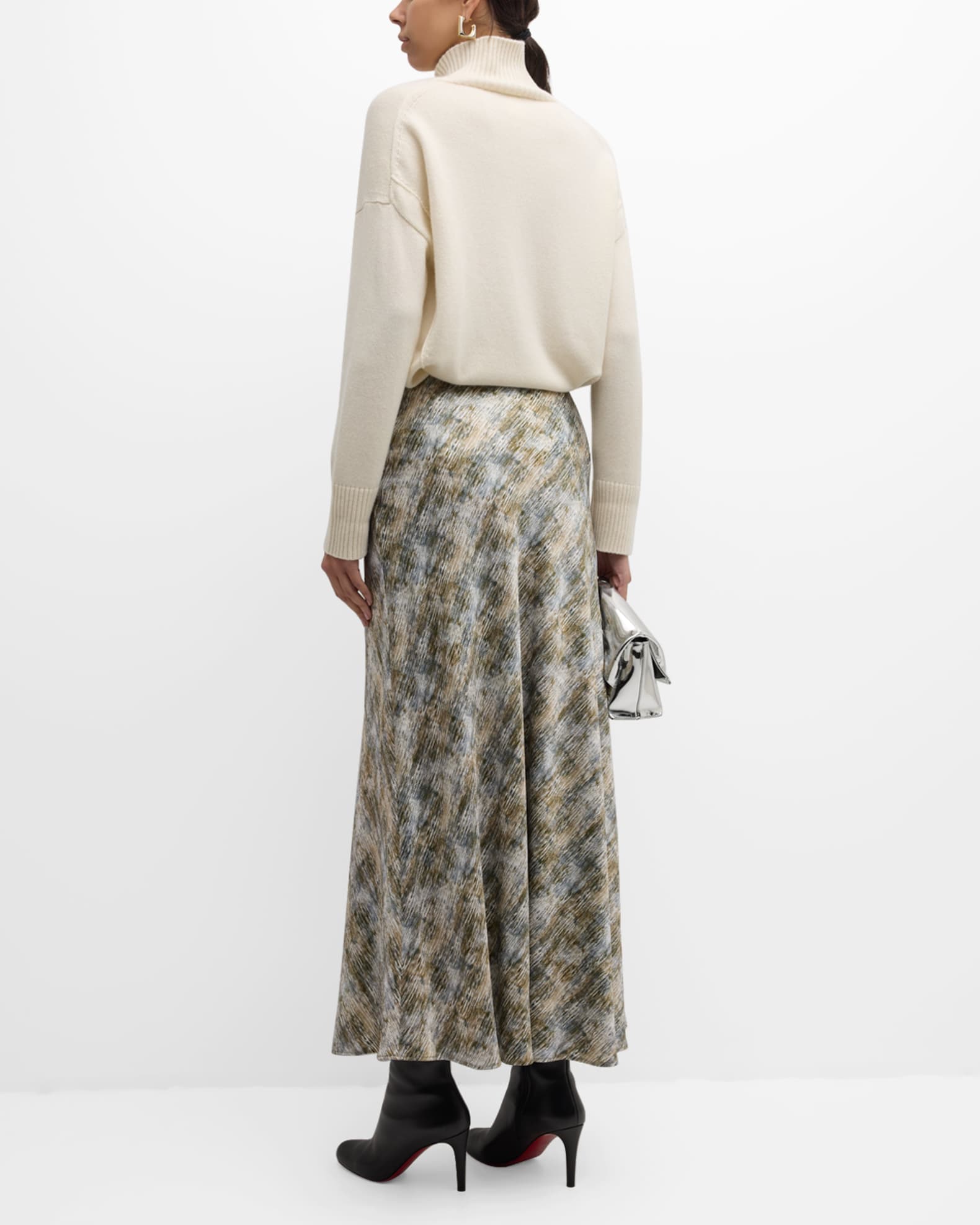 Bias Cut Flared Maxi Skirt