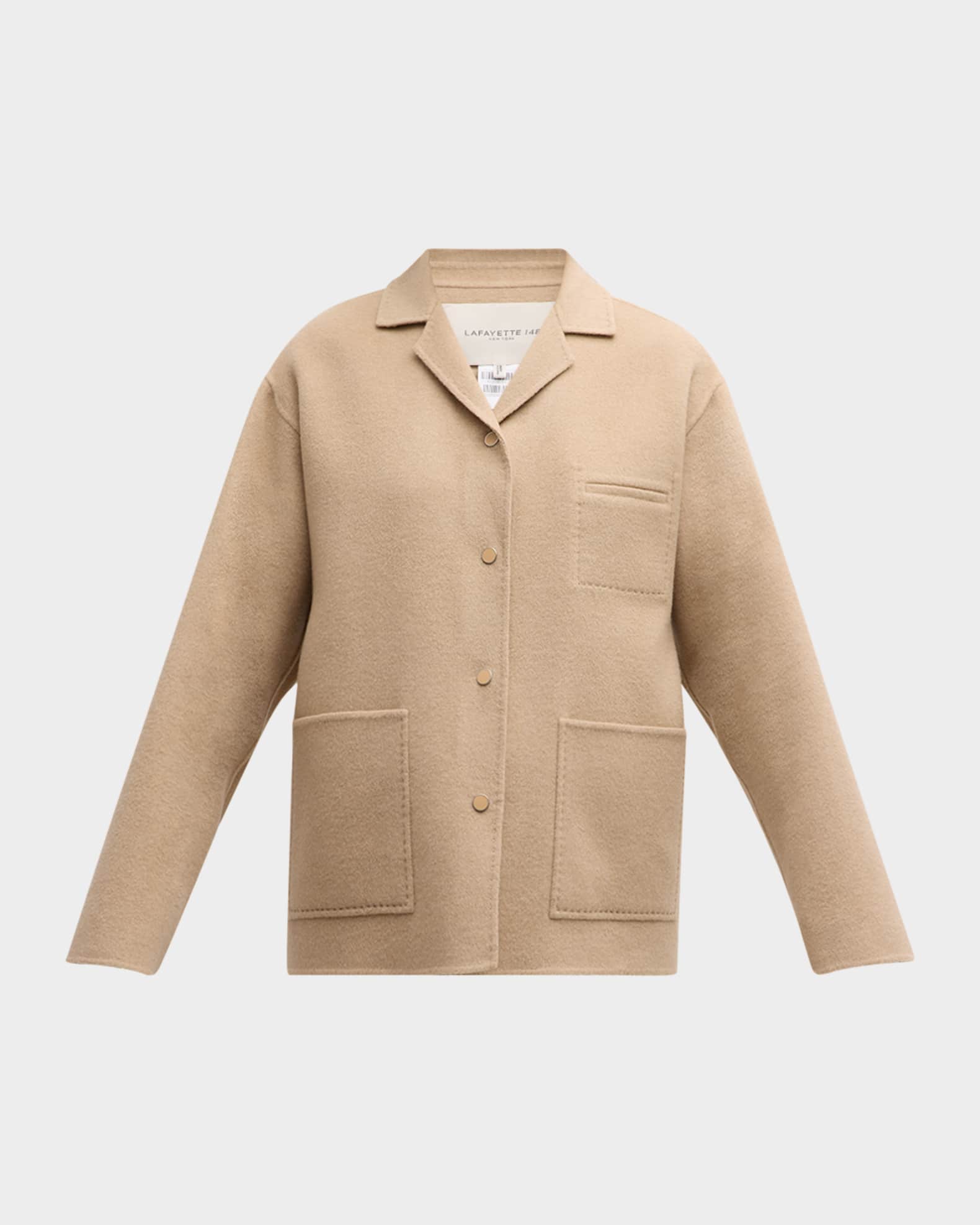 Lafayette 148 New York Wool Cashmere Double Face Chore Jacket Beige