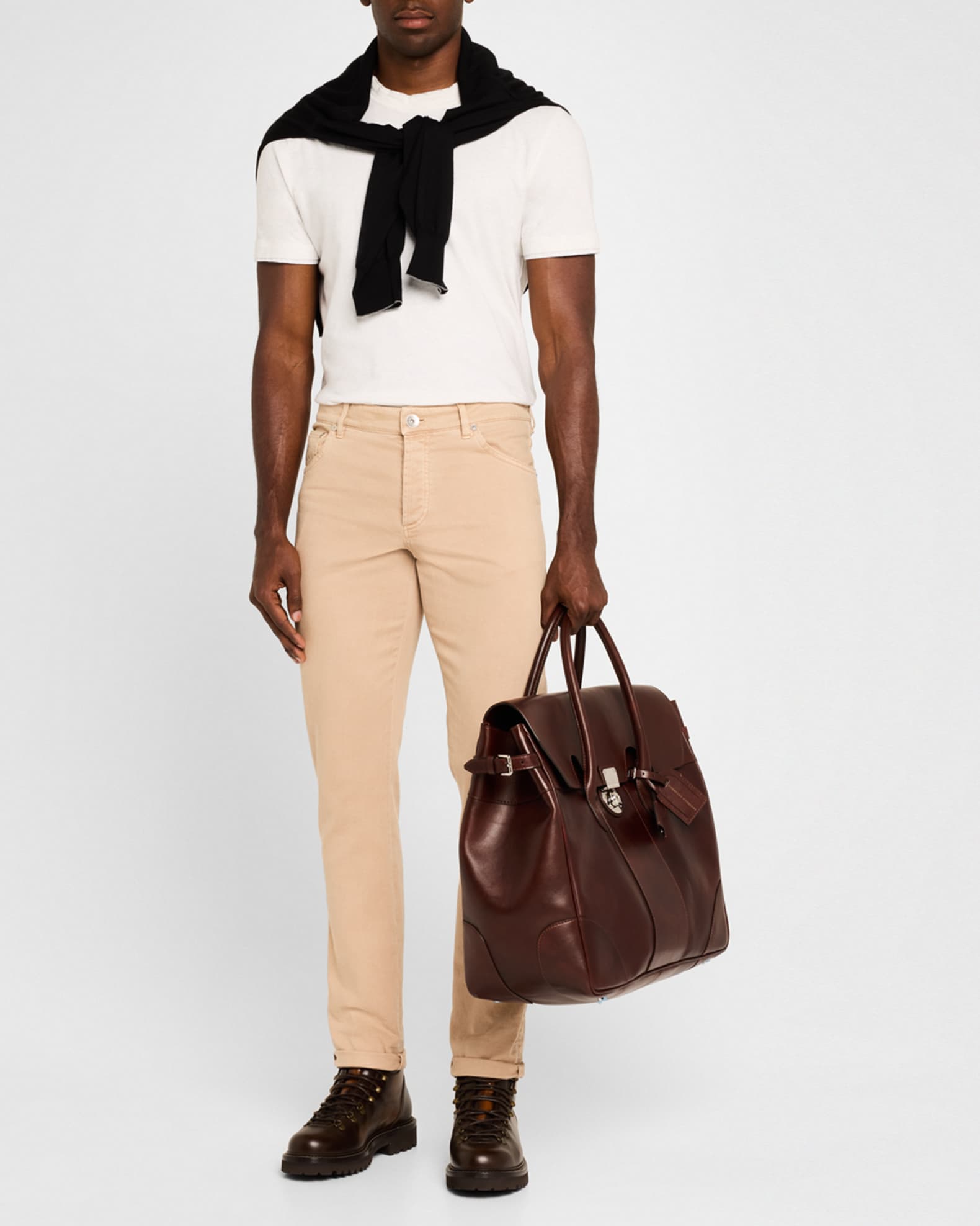 Brunello Cucinelli Men's Leather Travel Bag | Neiman Marcus