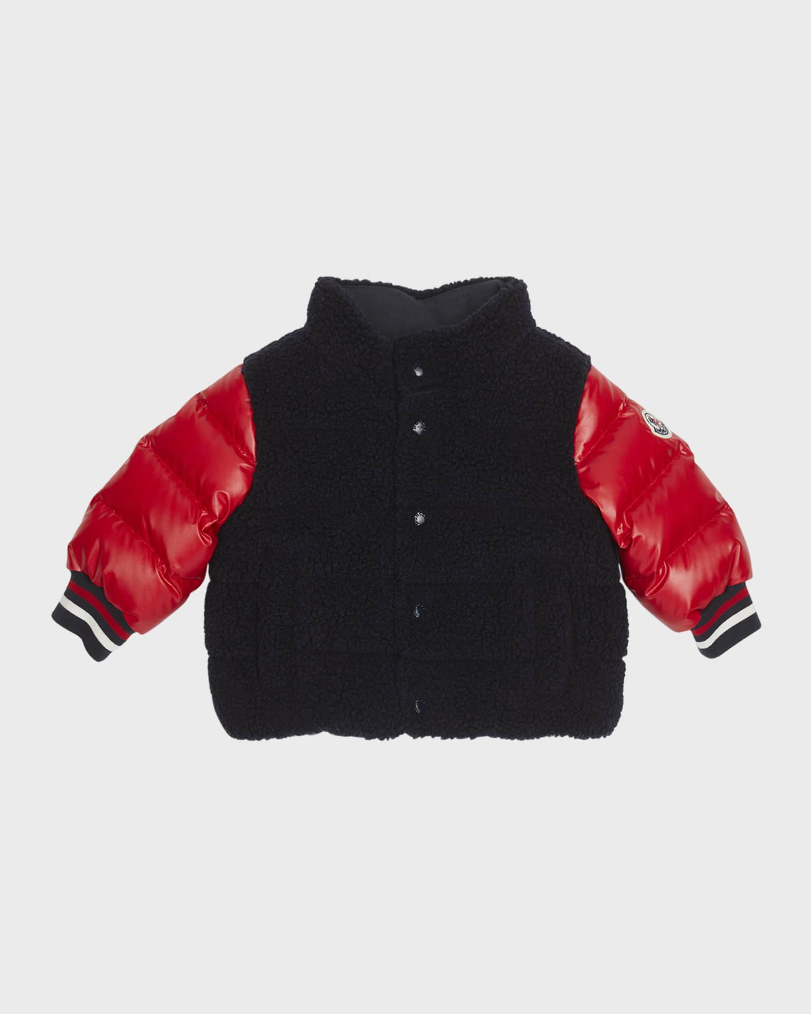 Moncler Boys Tyler Mixed Media Bomber Jacket Baby Blue