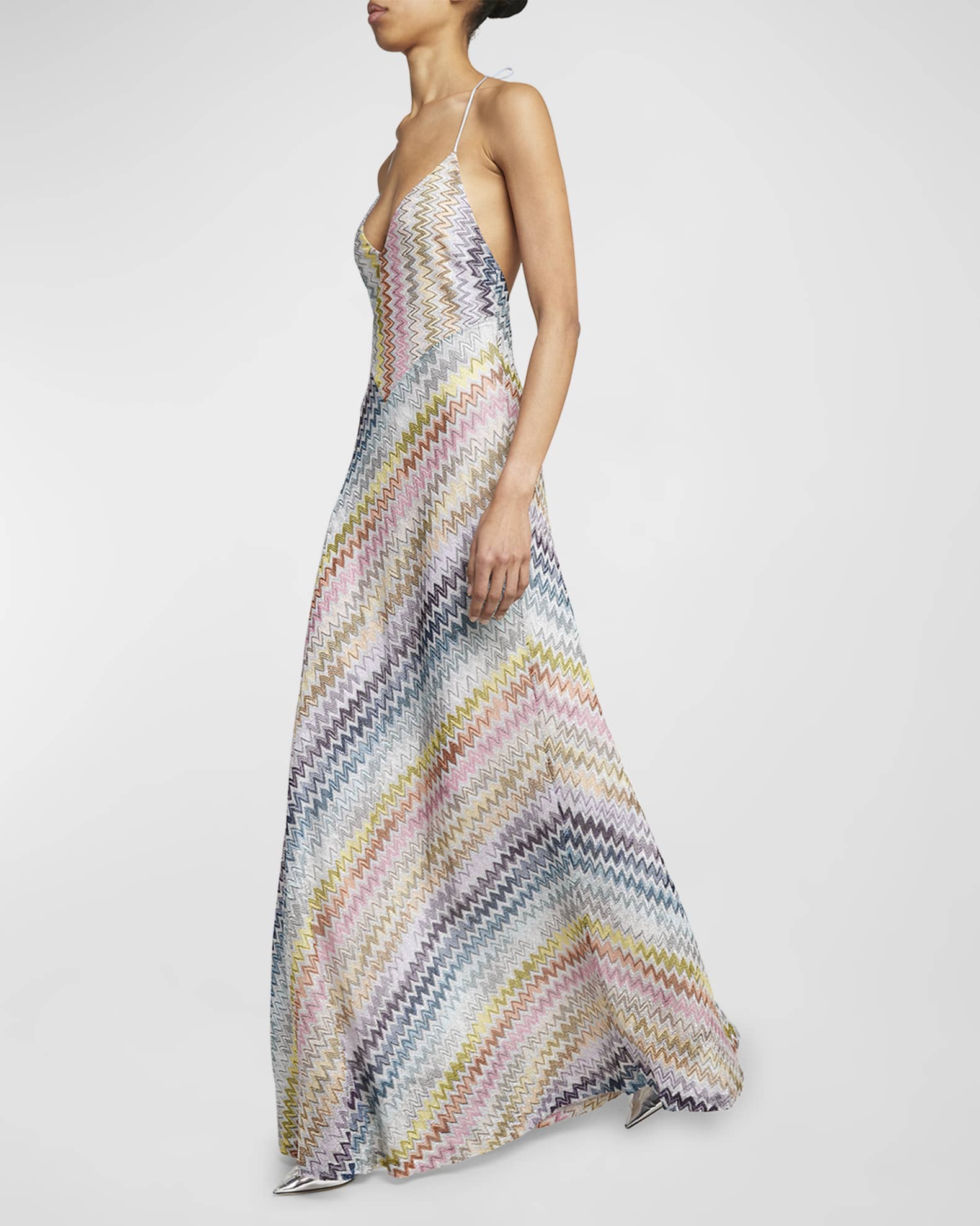 Women’s Chevron Knit Maxi Dress with Spaghetti Straps main image 0