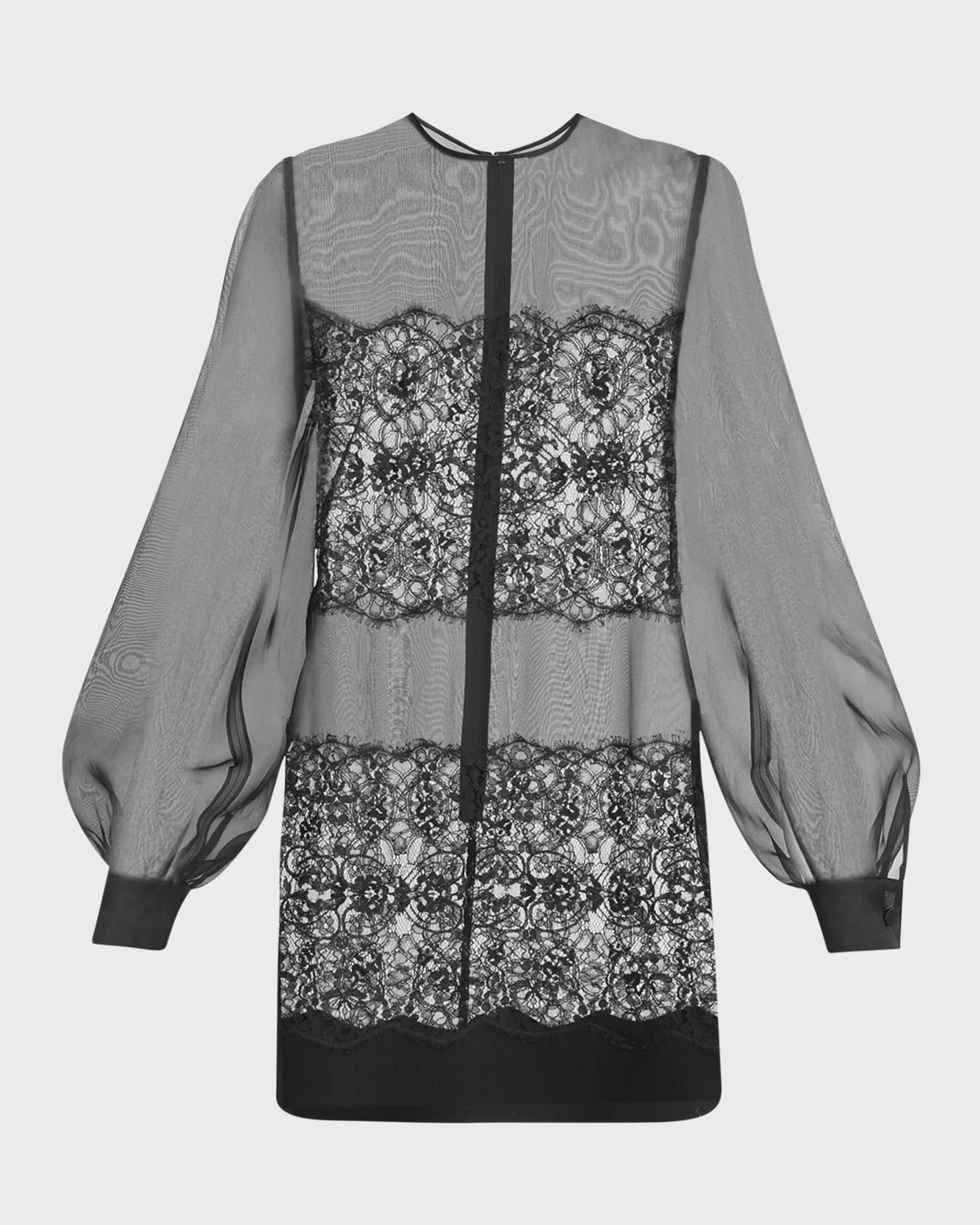 Organza Lace Mini Dress 0