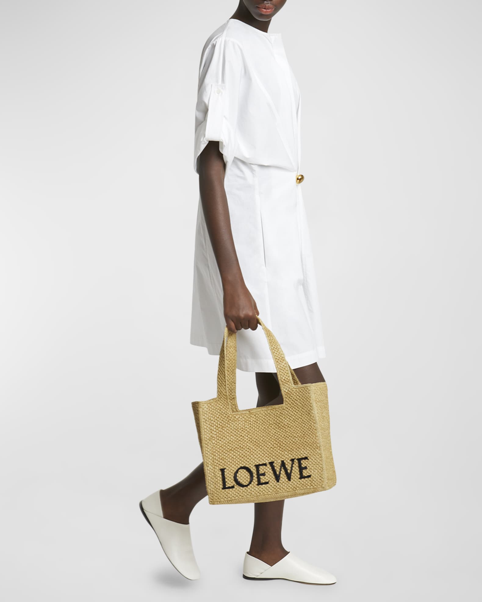Loewe Large Logo Canvas Tote Bag Neiman Marcus
