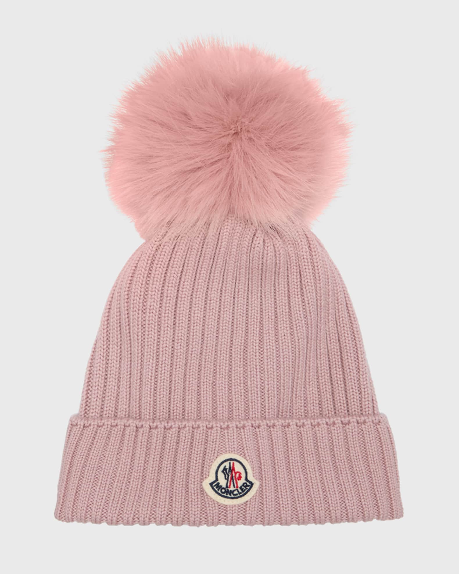 Ribbed Wool Beanie W/ Faux Fur Pom, Size S-L 0