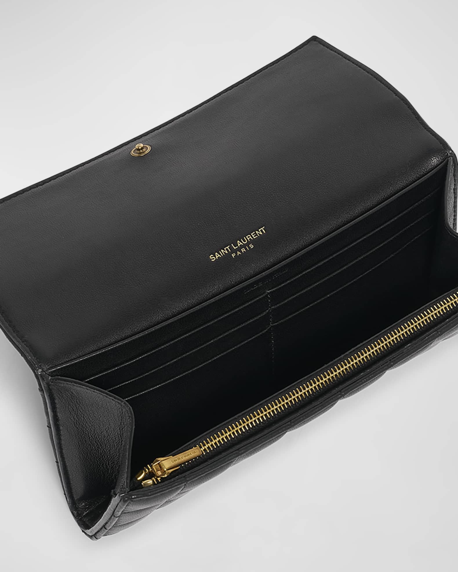 Saint Laurent YSL Monogram Large Flap Wallet in Quilted Leather ...